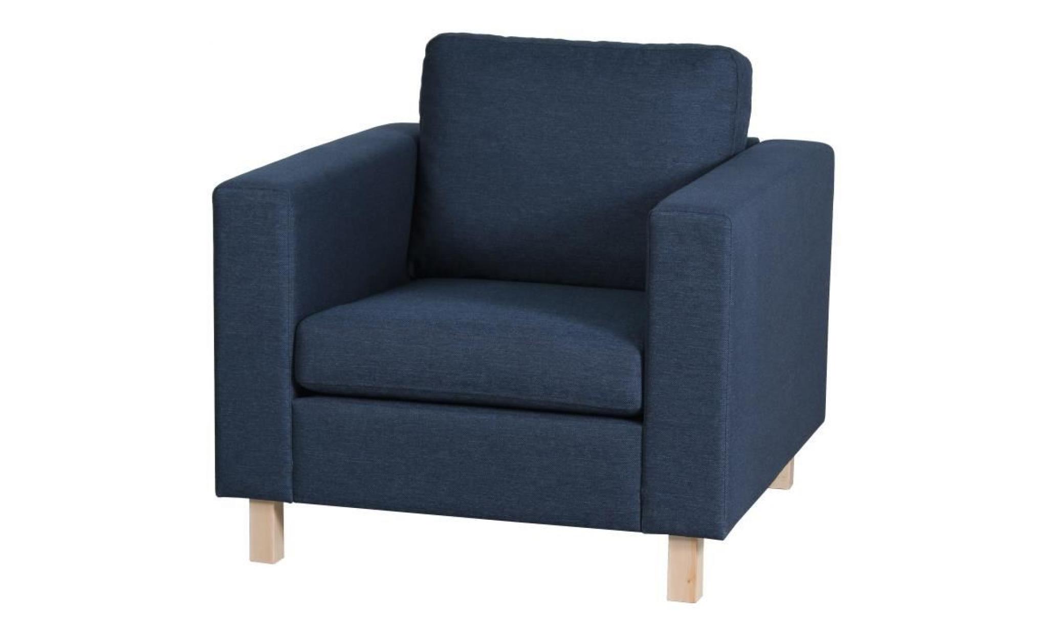 finlandek fauteuil sven   tissu bleu   scandinave   l 92 x p 92 cm