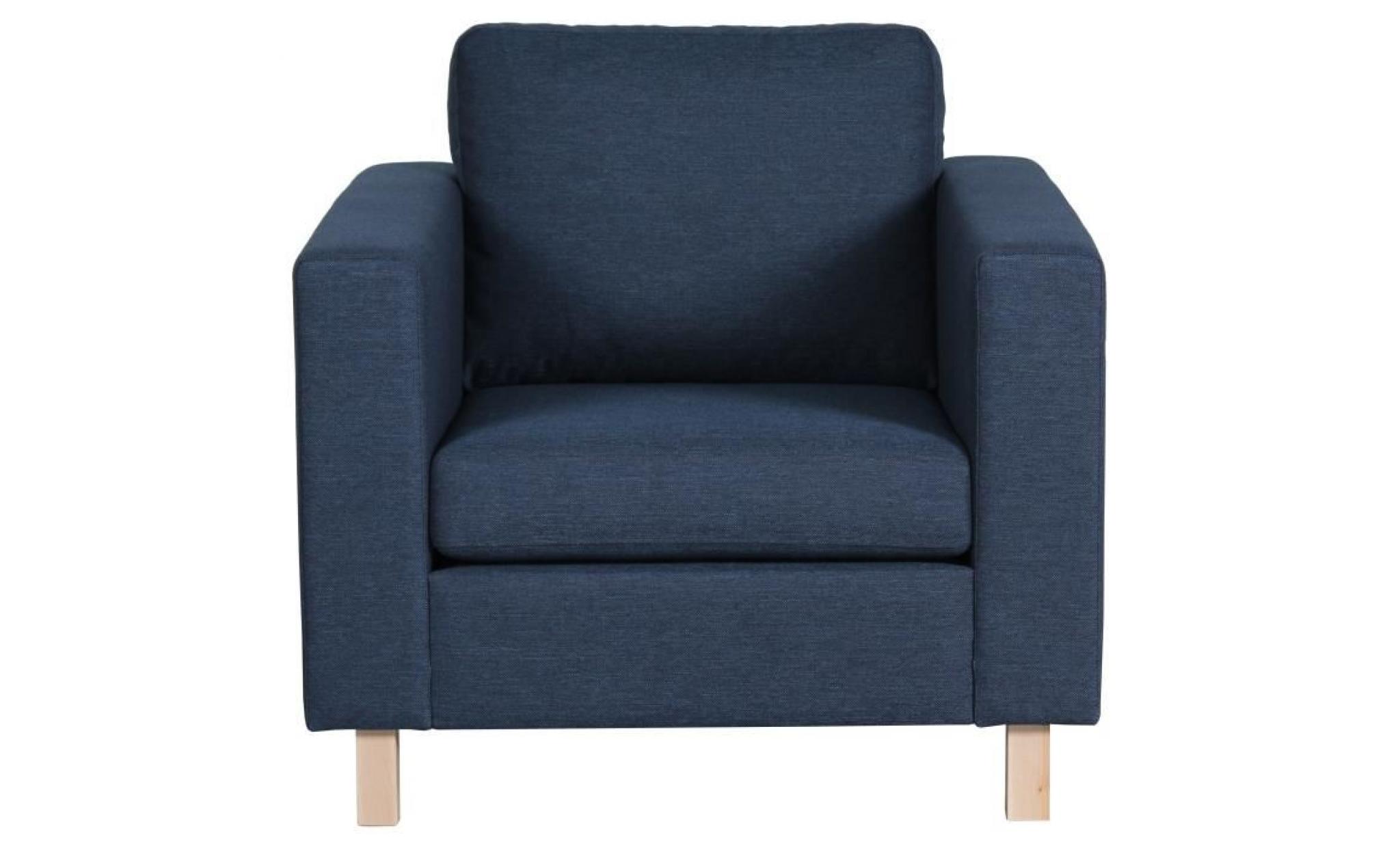 finlandek fauteuil sven   tissu bleu   scandinave   l 92 x p 92 cm pas cher