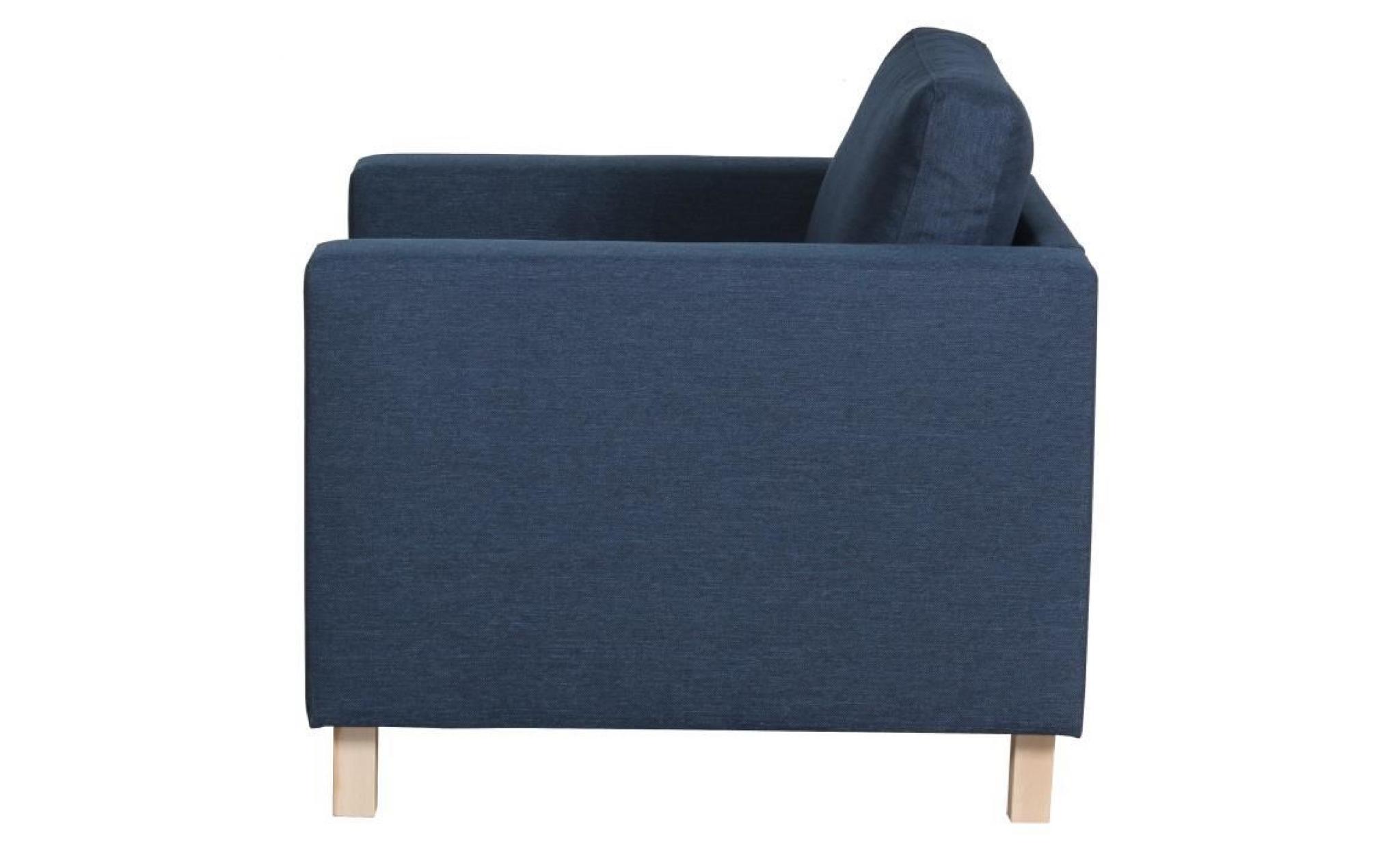 finlandek fauteuil sven   tissu bleu   scandinave   l 92 x p 92 cm pas cher