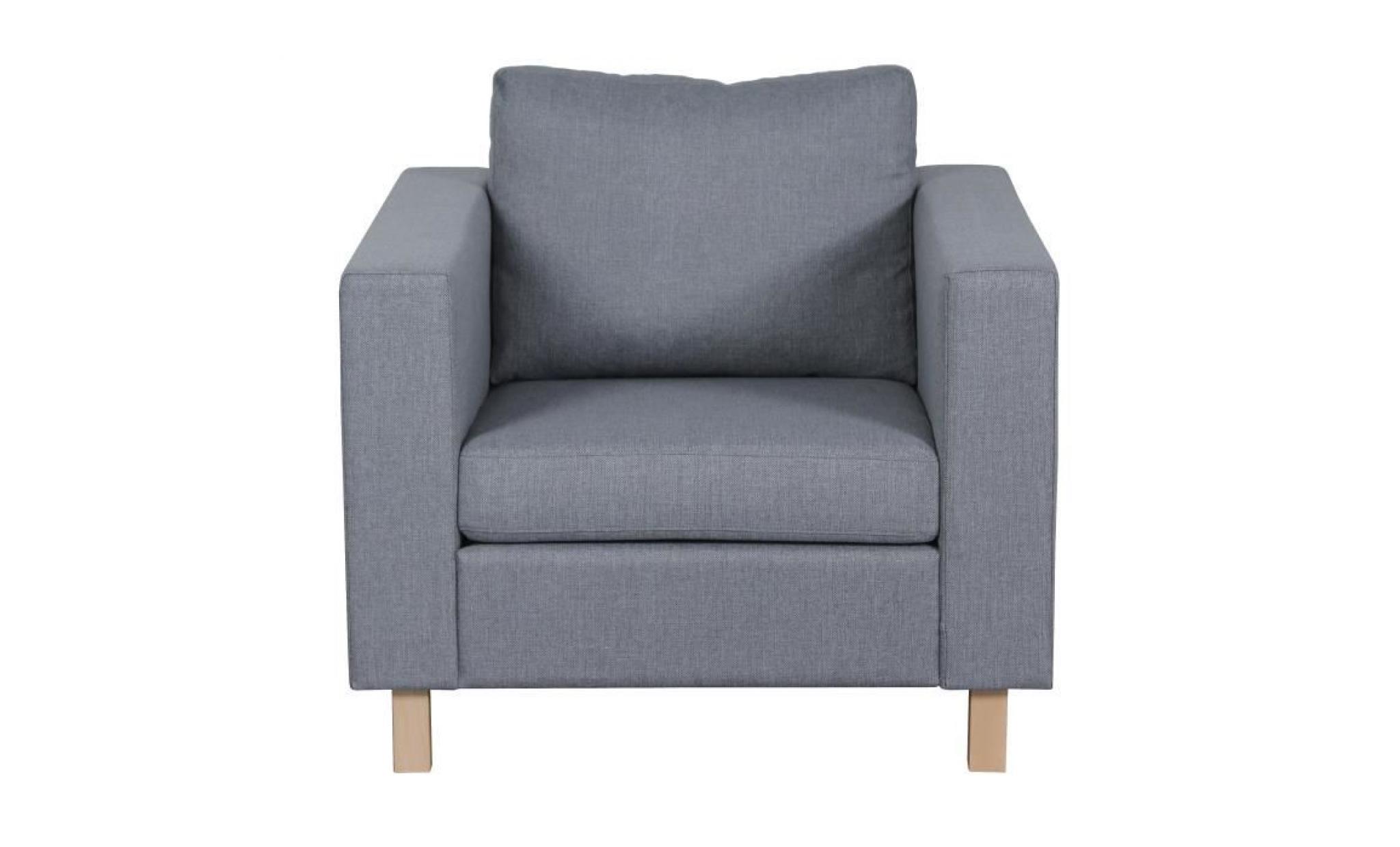 finlandek fauteuil sven   tissu gris clair   scandinave   l 92 x p 92 cm