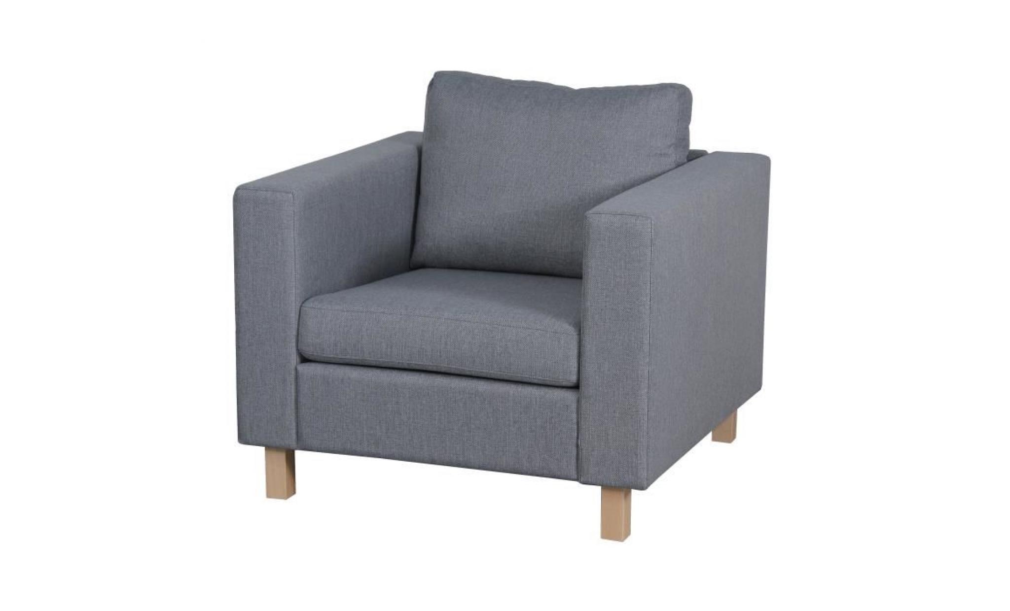 finlandek fauteuil sven   tissu gris clair   scandinave   l 92 x p 92 cm pas cher