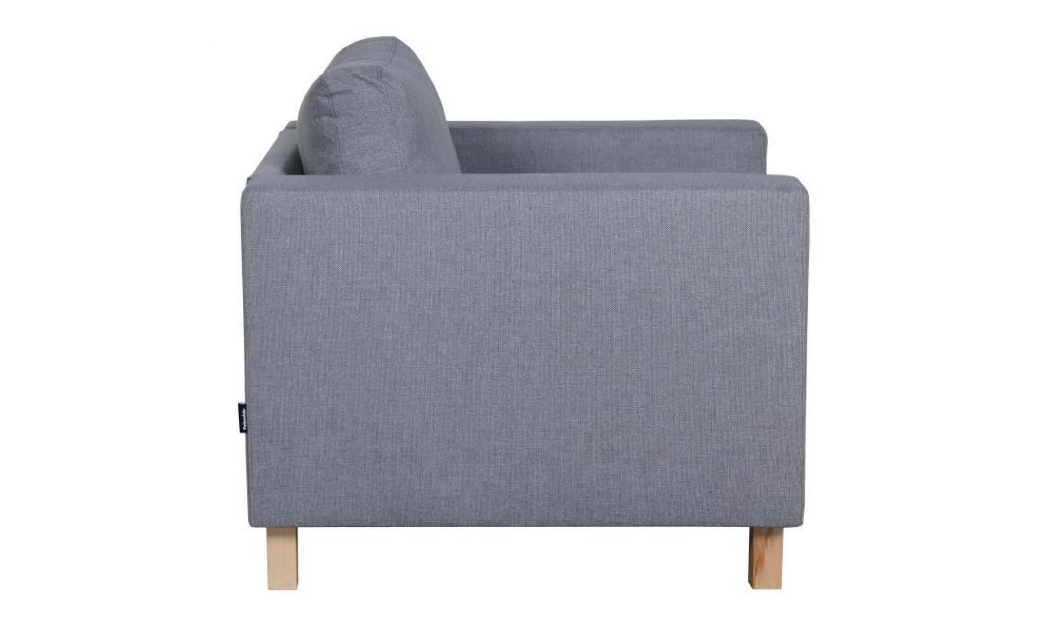 finlandek fauteuil sven   tissu gris clair   scandinave   l 92 x p 92 cm pas cher