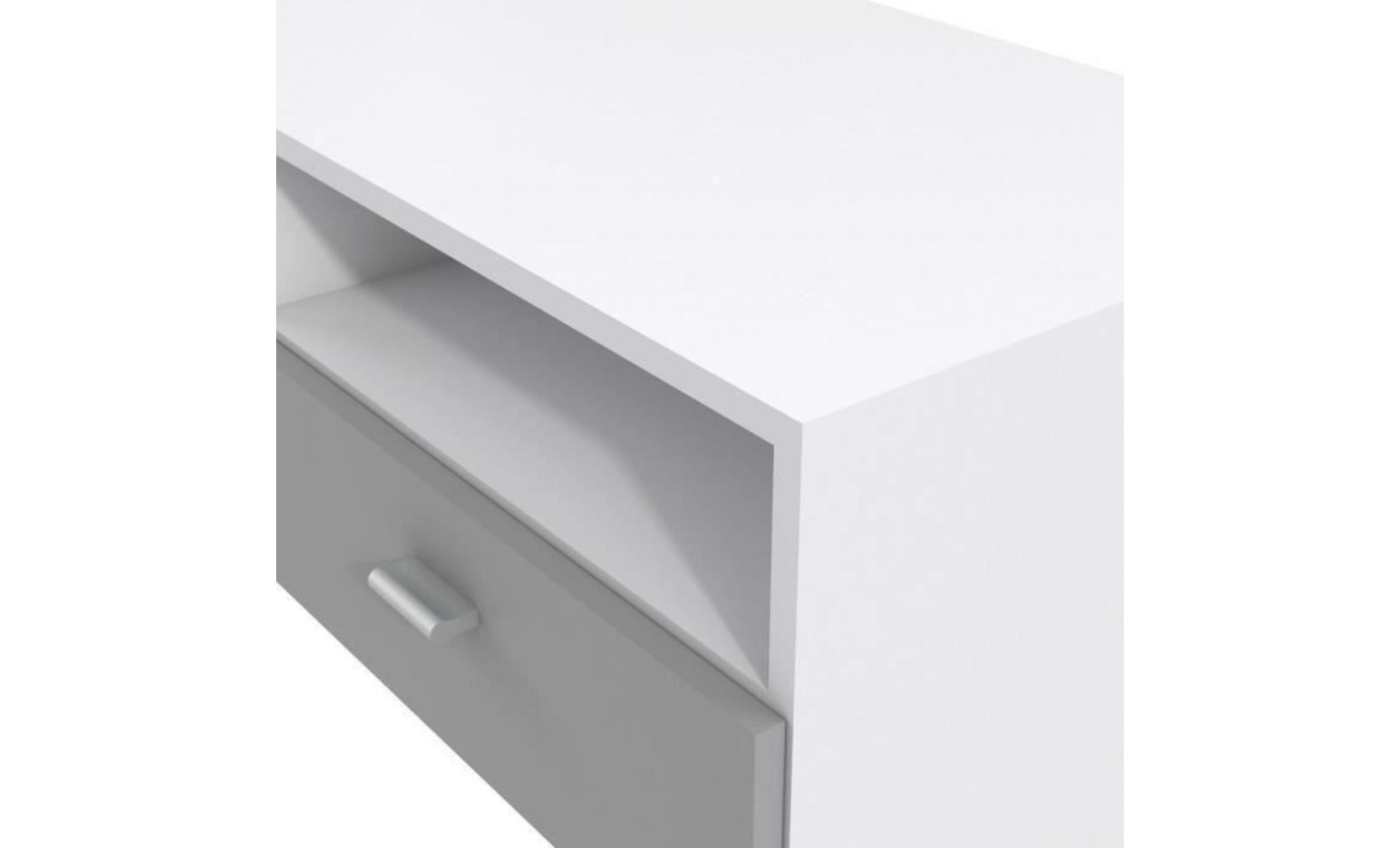 finlandek meuble tv helppo contemporain blanc et gris mat   l 95 cm pas cher