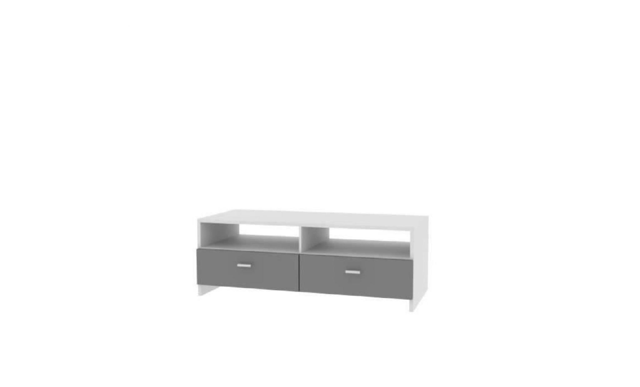 finlandek meuble tv helppo contemporain blanc et gris mat   l 95 cm pas cher
