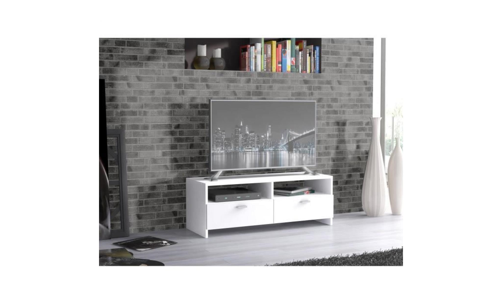 finlandek meuble tv helppo contemporain blanc mat   l 95 cm