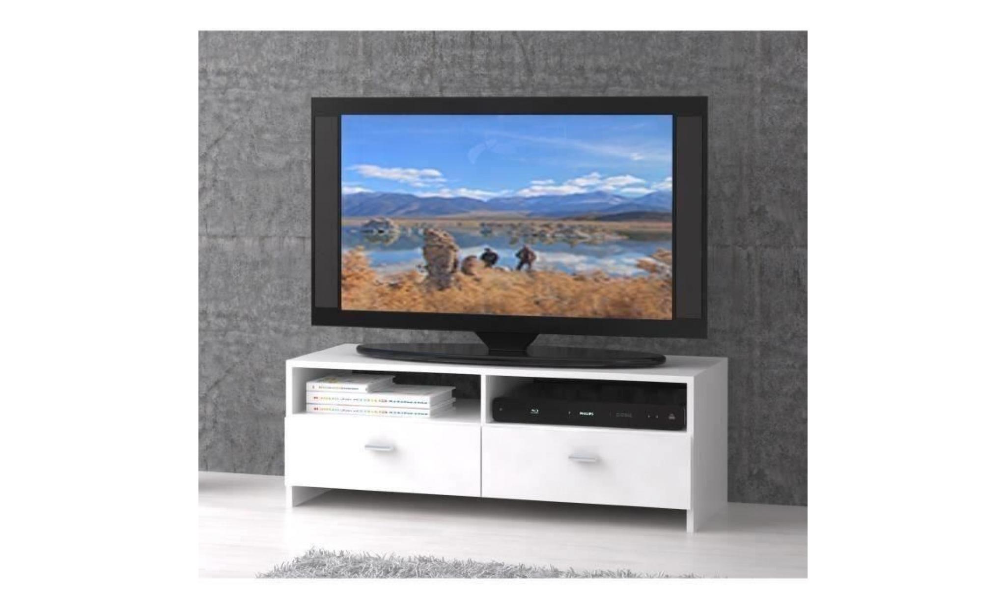 finlandek meuble tv helppo contemporain blanc mat   l 95 cm pas cher