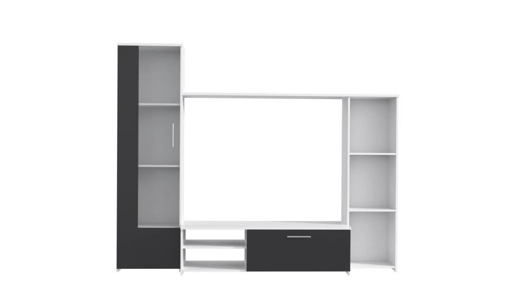 finlandek meuble tv mural pilvi contemporain blanc et gris mat   l 220,4 cm