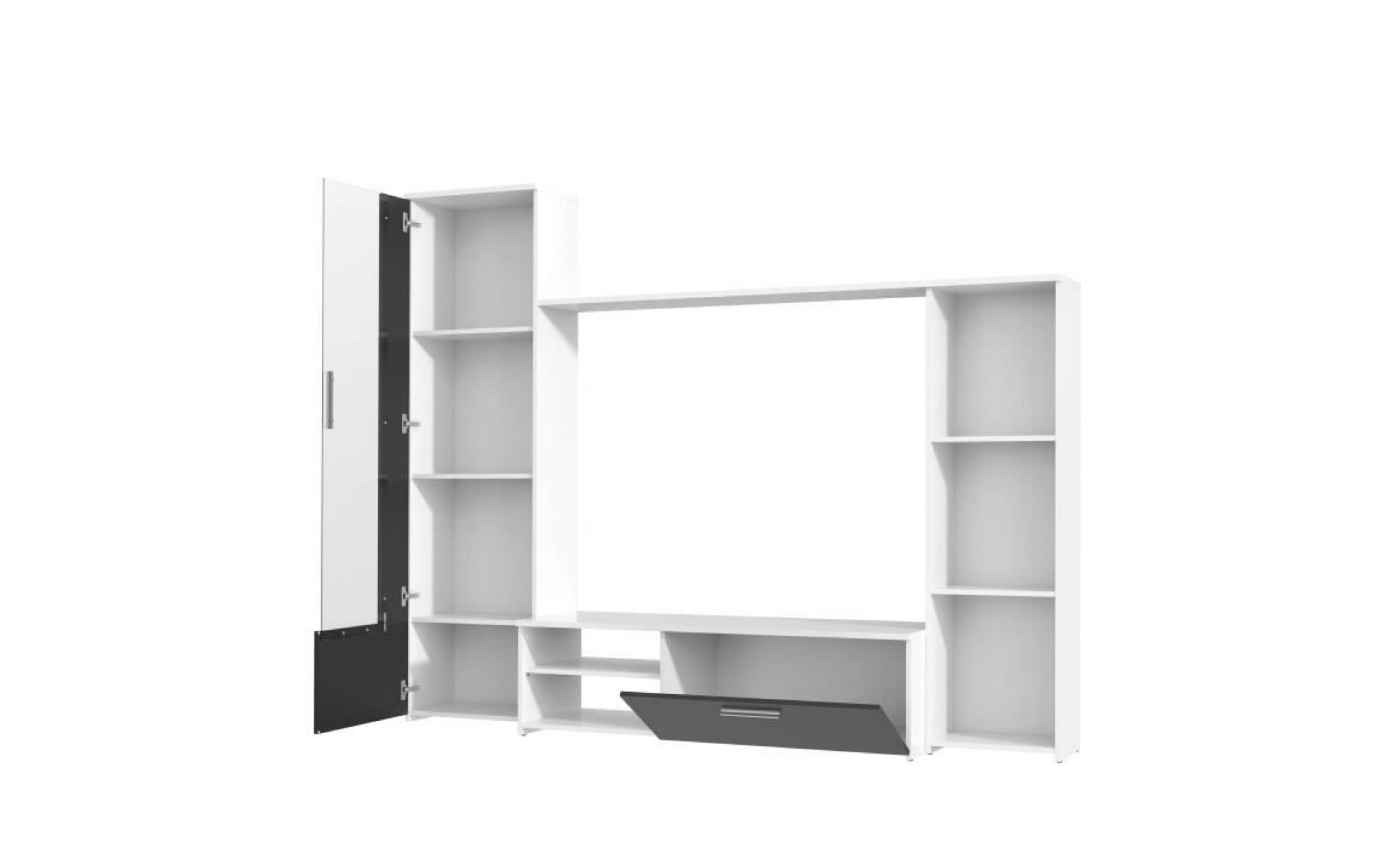 finlandek meuble tv mural pilvi contemporain blanc et gris mat   l 220,4 cm pas cher