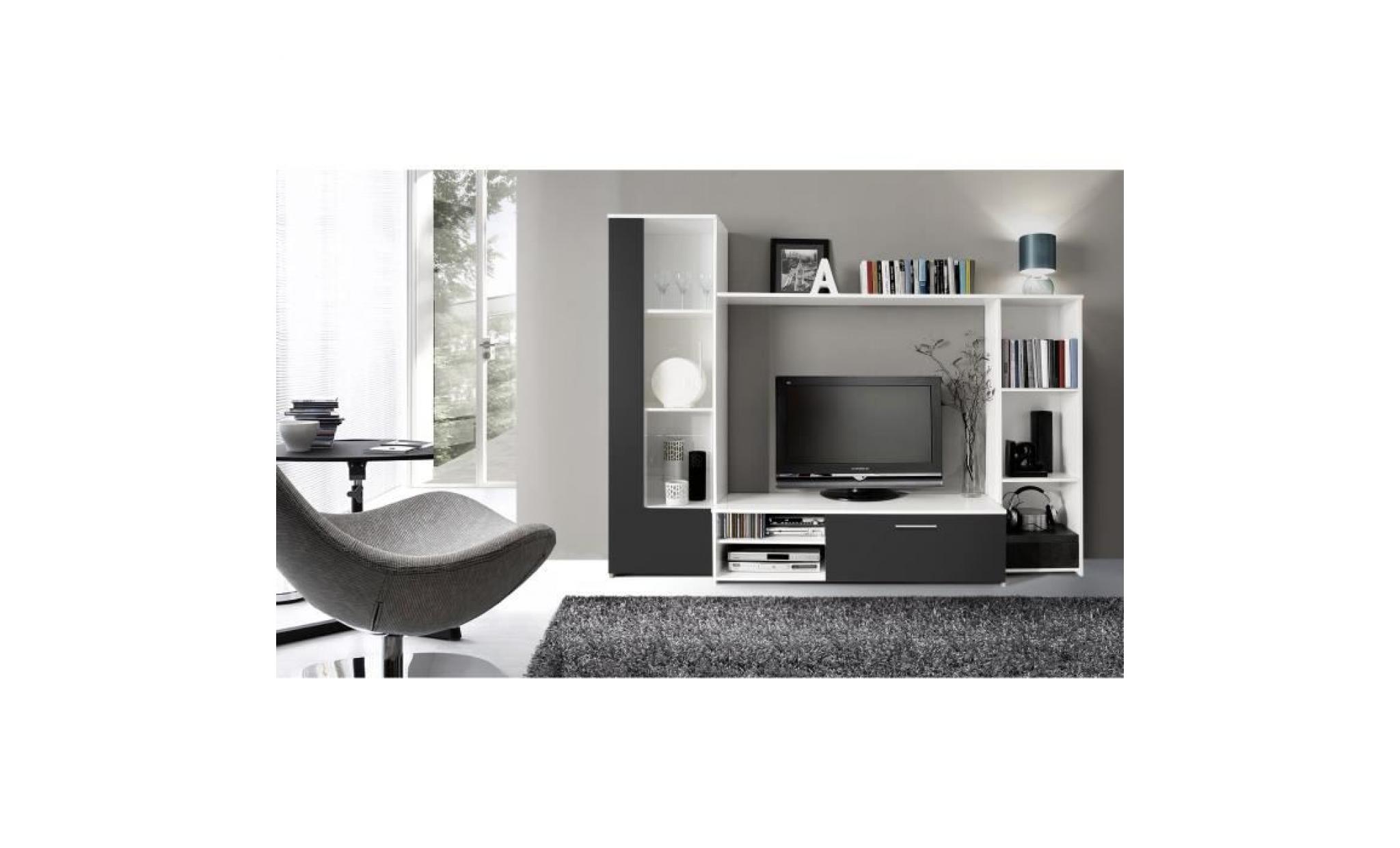 finlandek meuble tv mural pilvi contemporain blanc et gris mat   l 220,4 cm pas cher