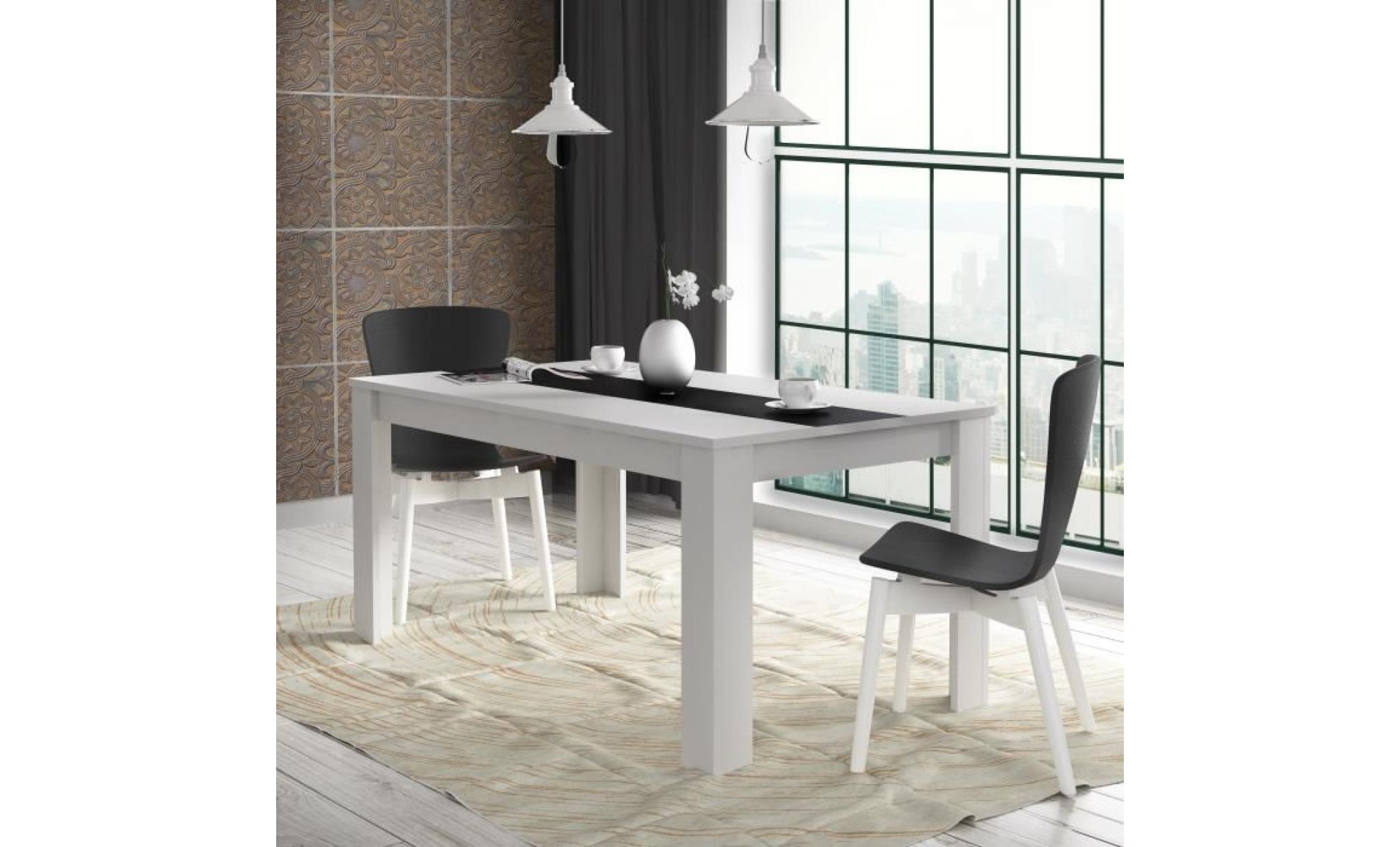 finlandek table à manger elÄmÄ de 6 à 8 personnes style contemporain en bois aggloméré blanc et noir mat    l 160 x l 90 cm
