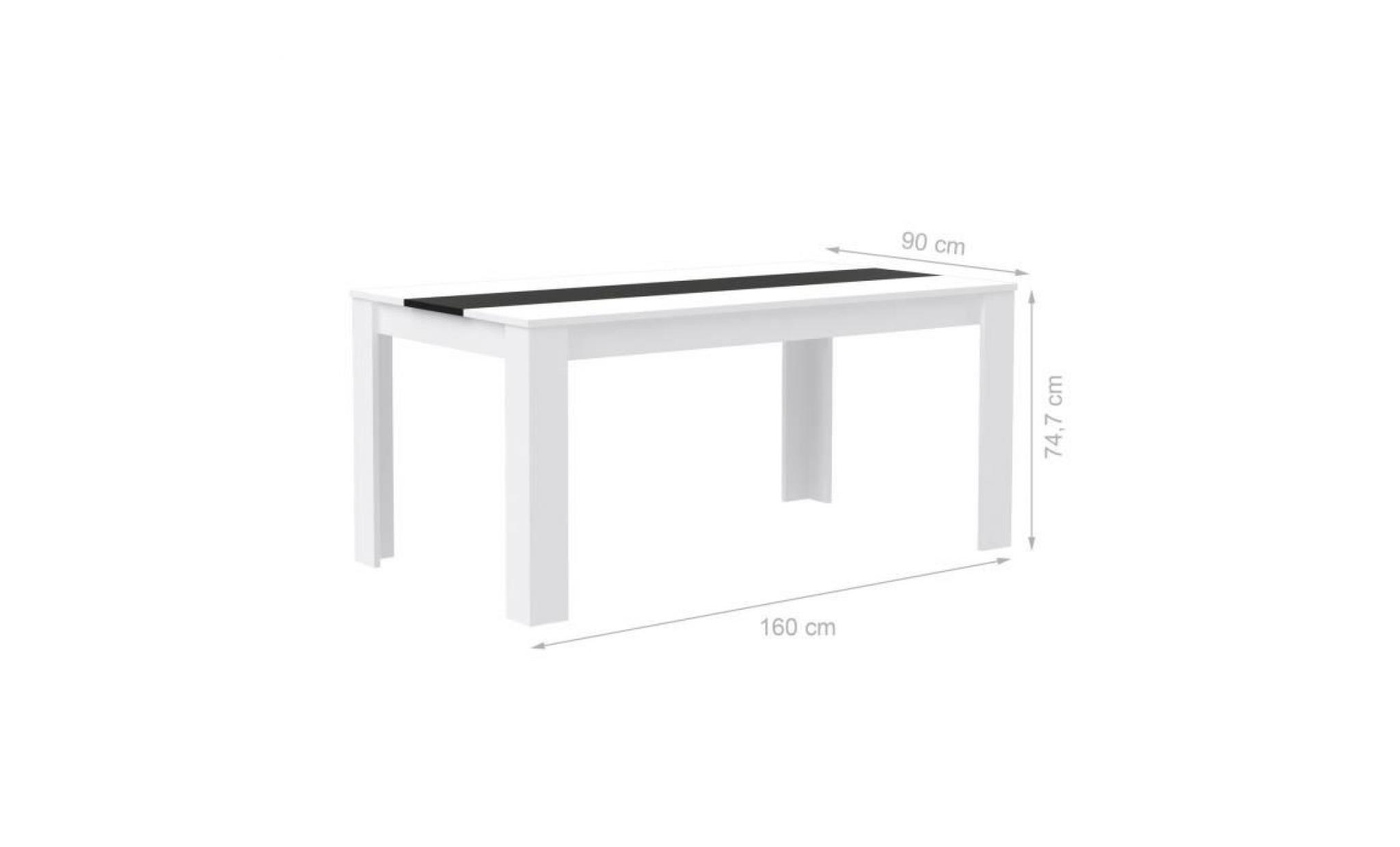 finlandek table à manger elÄmÄ de 6 à 8 personnes style contemporain en bois aggloméré blanc et noir mat    l 160 x l 90 cm pas cher