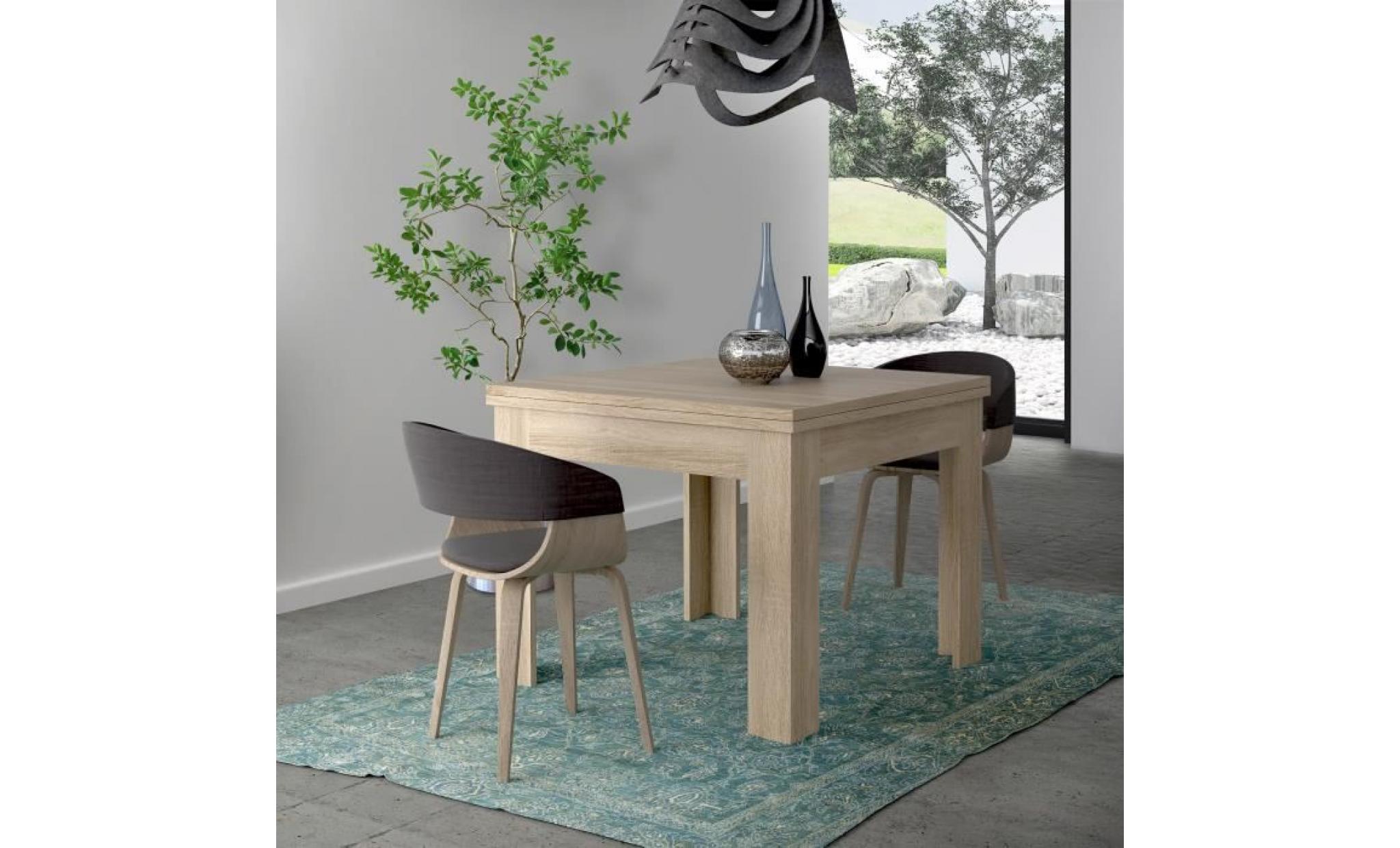 finlandek table à manger extensible nuori 6 à 8 personnes style contemporain décor chêne clair   l 96 190 x l 95 cm