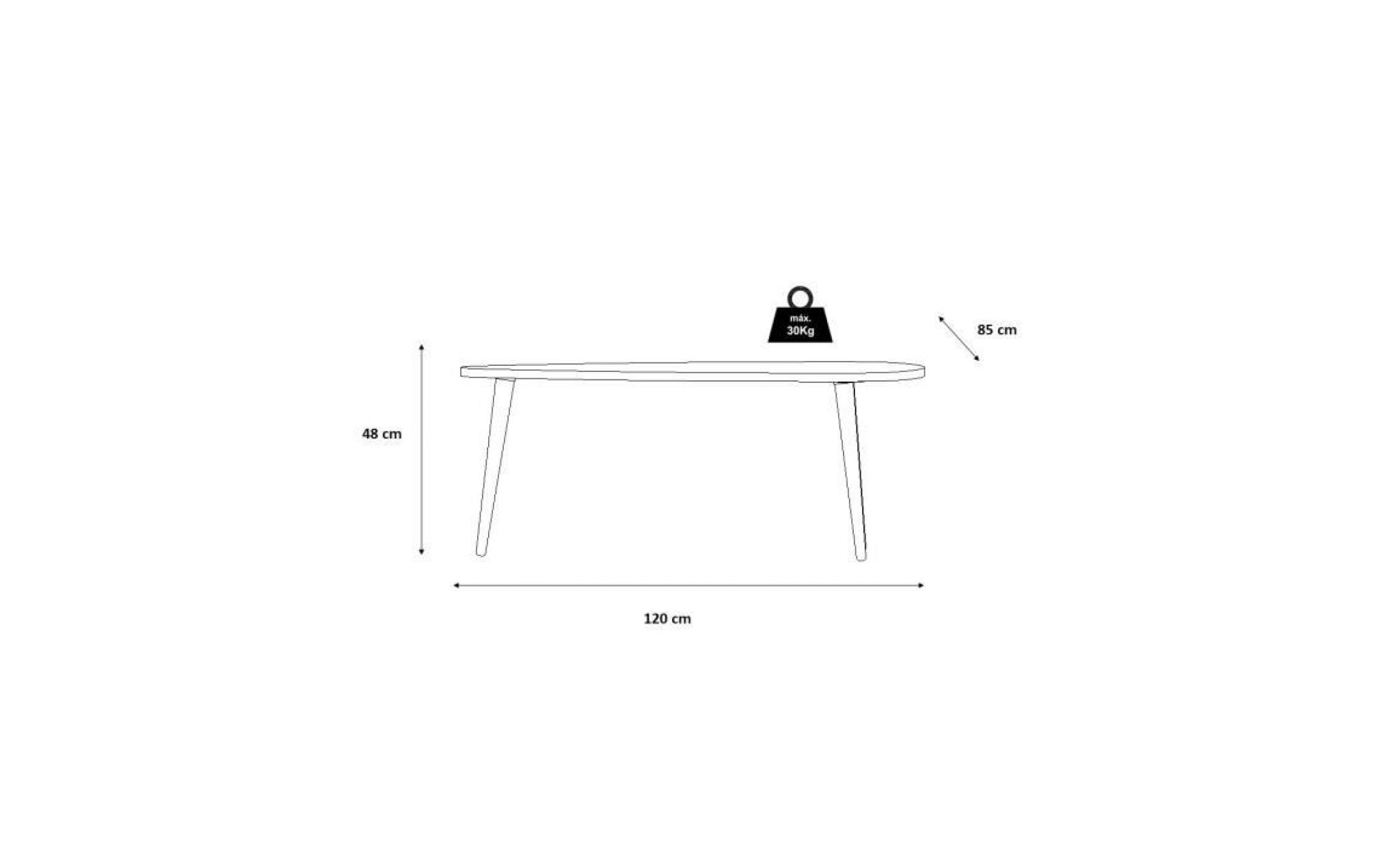 finlandek table basse harmonia scandinave placage chêne   l 120 x l 85 cm pas cher