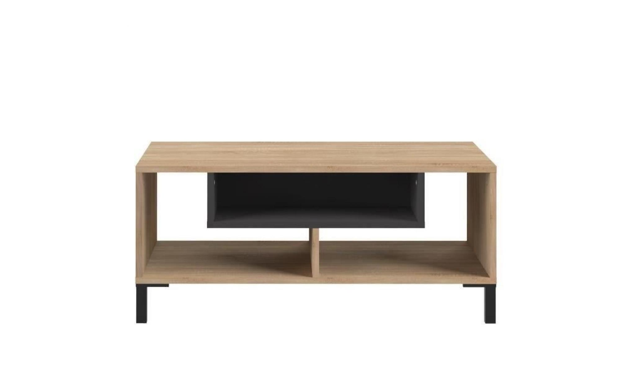 finlandek table basse odaiba   contemporain   décor chêne clair et noir   l 89,5 cm pas cher