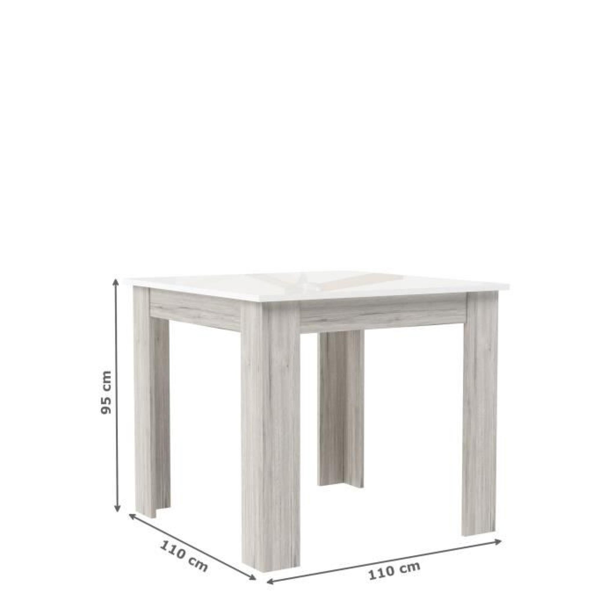 FINLANDEK Table de bar TIETTI 110x110cm - Laqué blanc brillant et décor chêne cendré pas cher