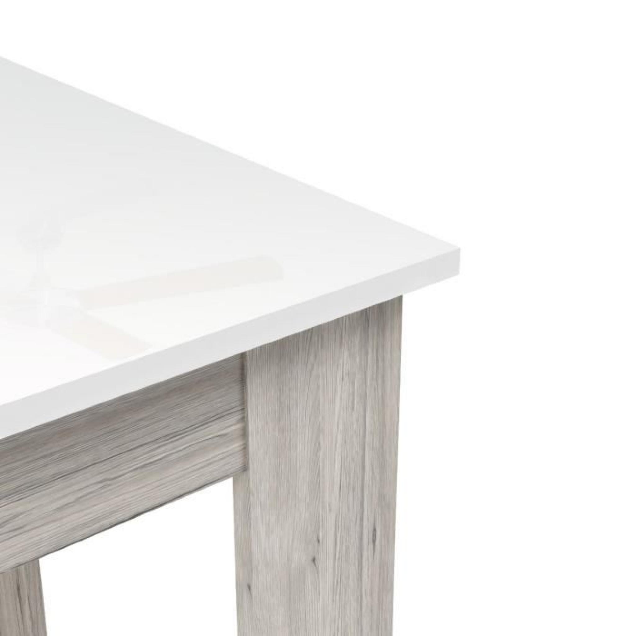 FINLANDEK Table de bar TIETTI 90x90cm - Blanc brillant et décor chêne cendré pas cher