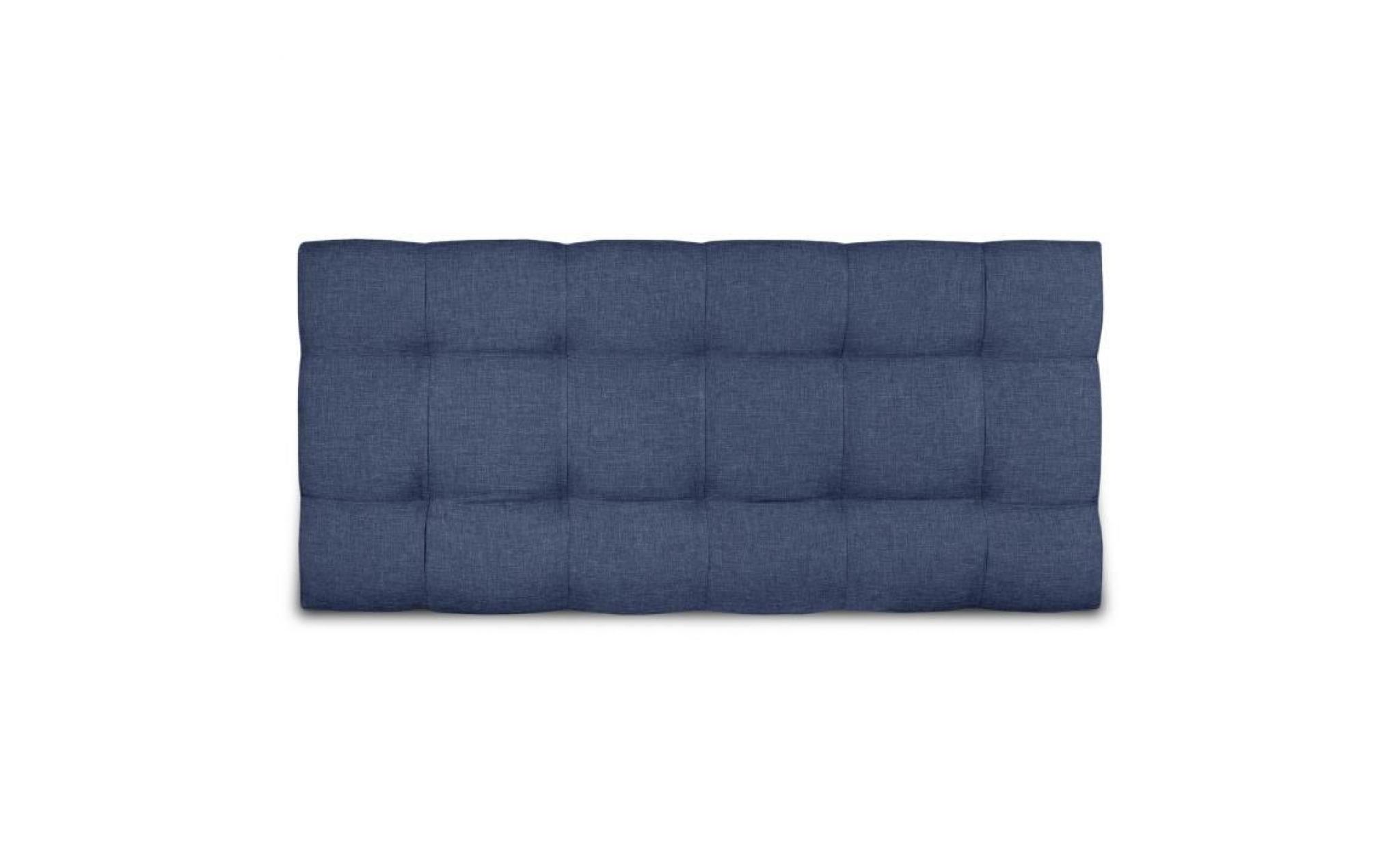 finlandek tête de lit kyna classique   tissu bleu denim   l 140 cm pas cher