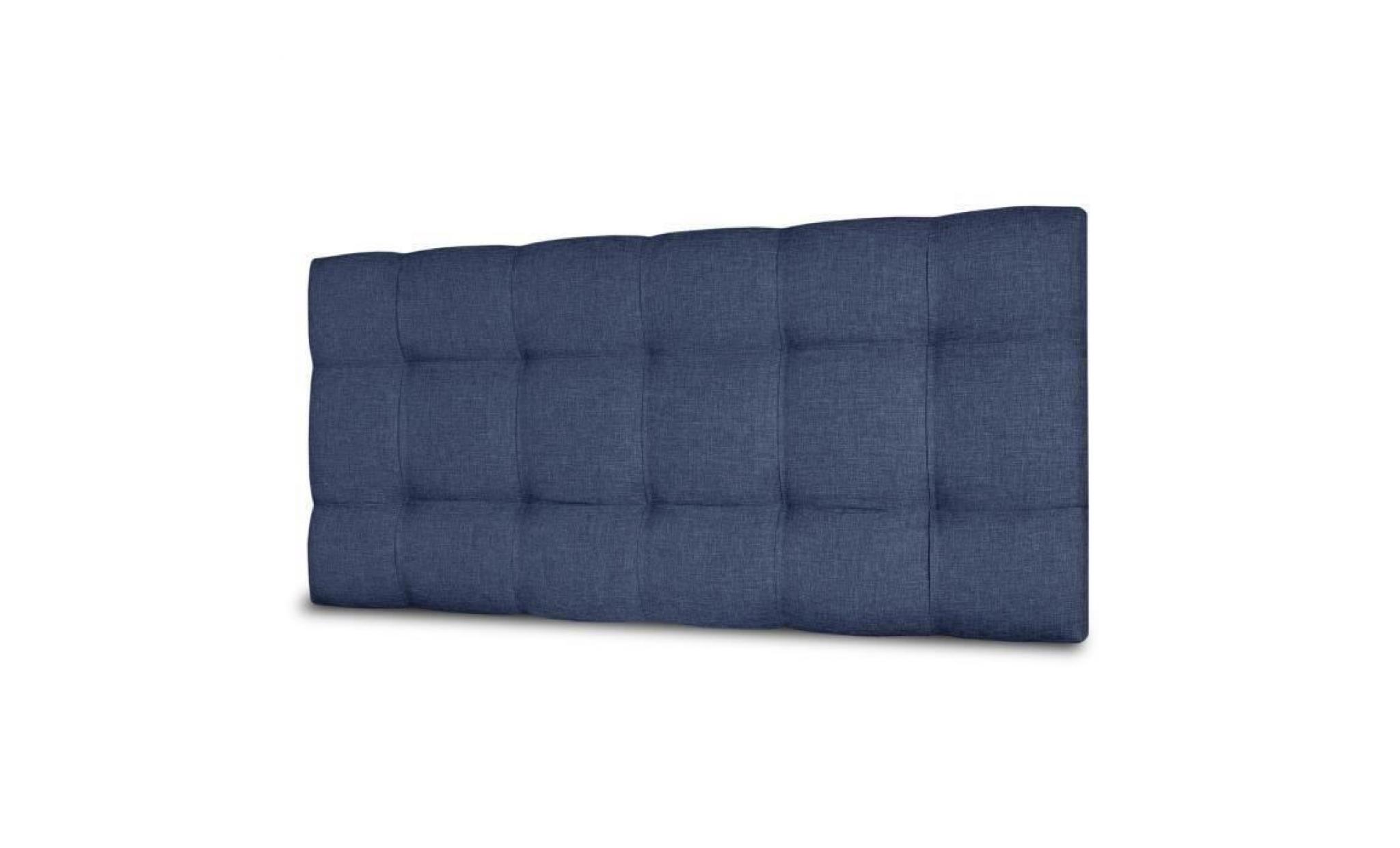 finlandek tête de lit kyna classique   tissu bleu denim   l 140 cm pas cher