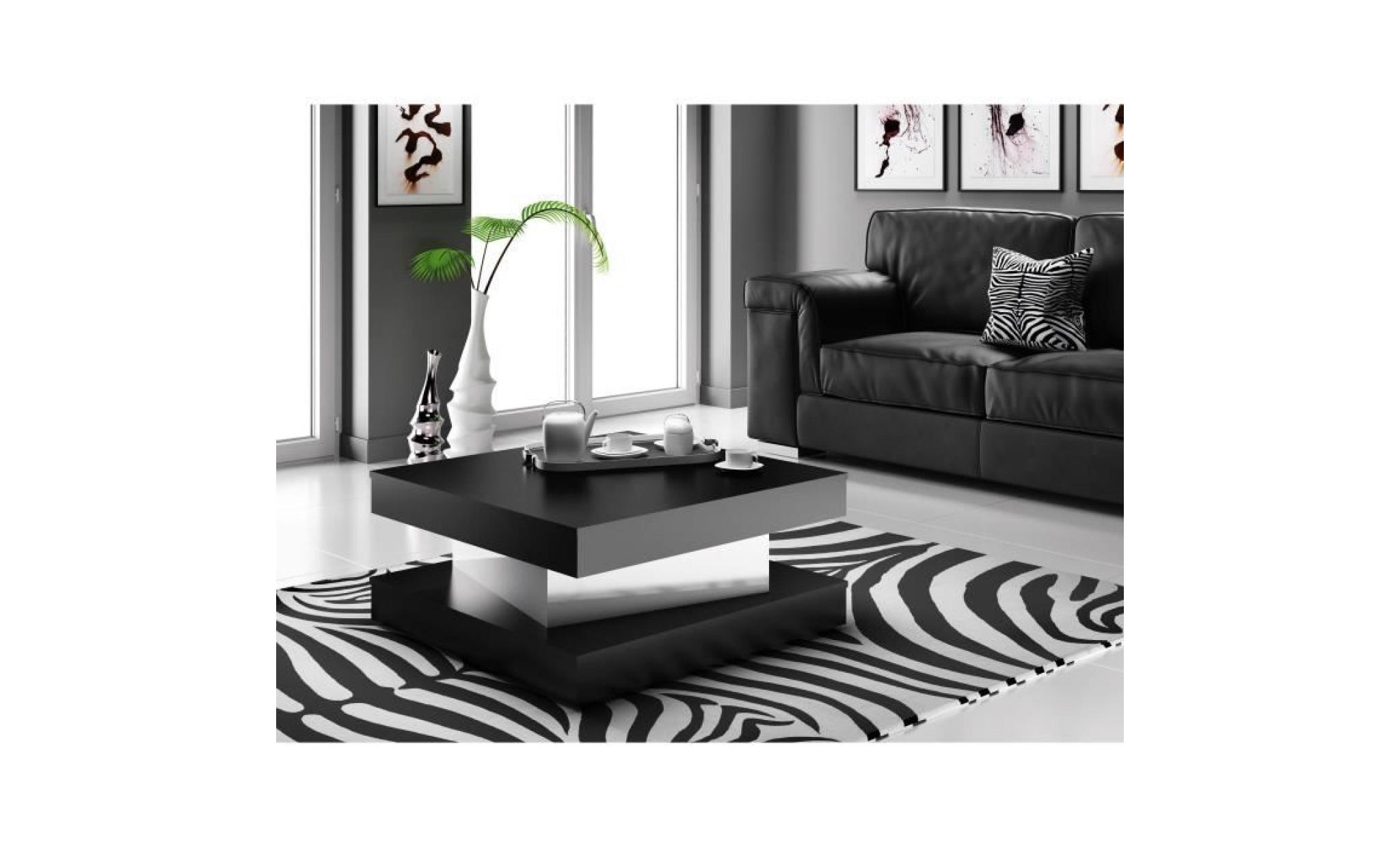 fixy table basse carrée style contemporain noir et blanc brillant   l 80 x l 80 cm pas cher