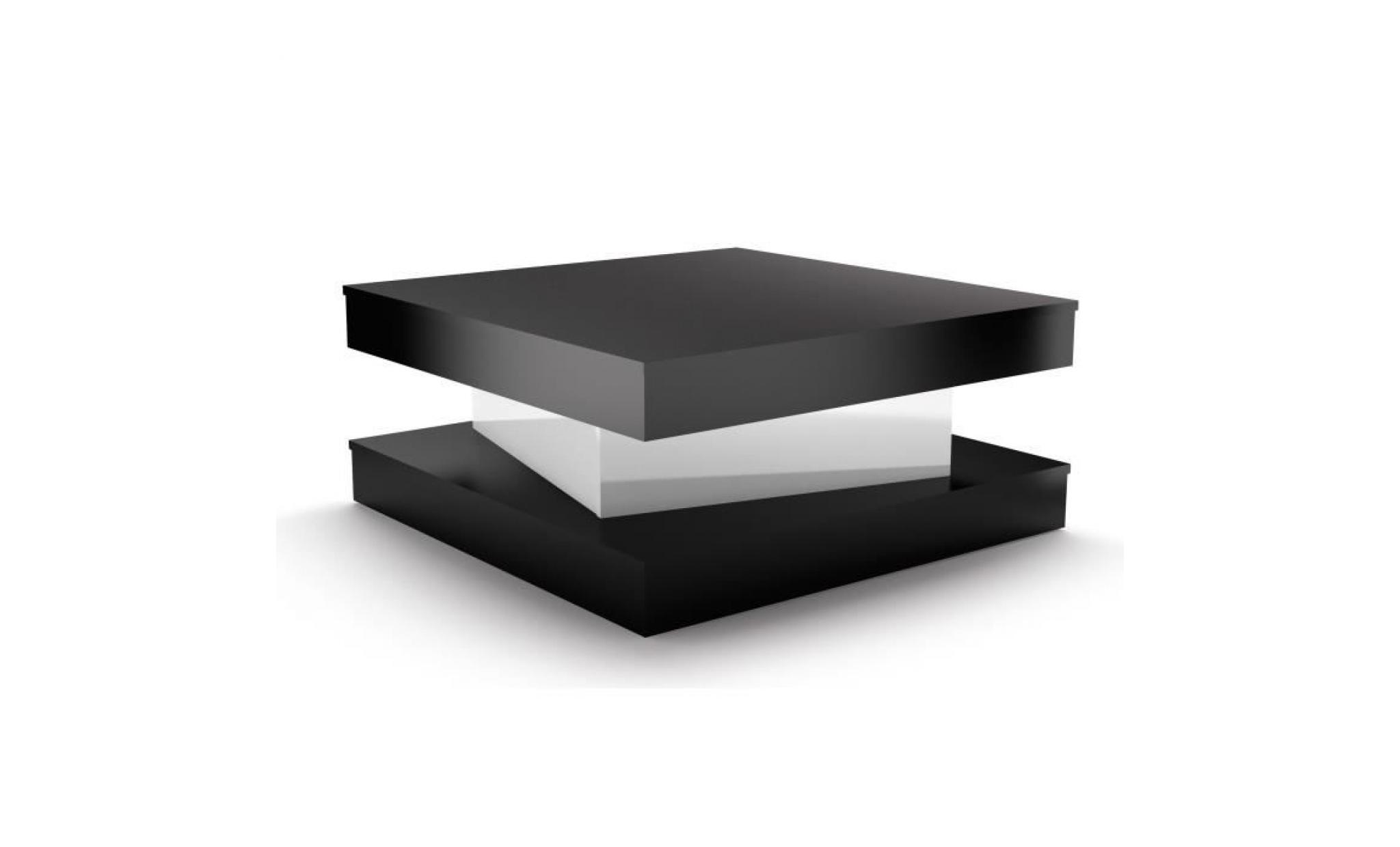 fixy table basse carrée style contemporain noir et blanc brillant   l 80 x l 80 cm pas cher