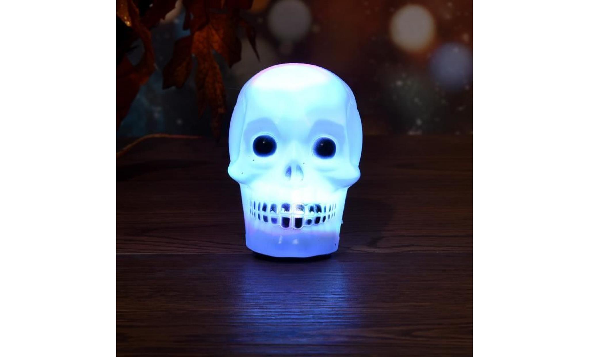 flash led skull party night light lampe halloween colorée mini decore trick cadeau @qw4086