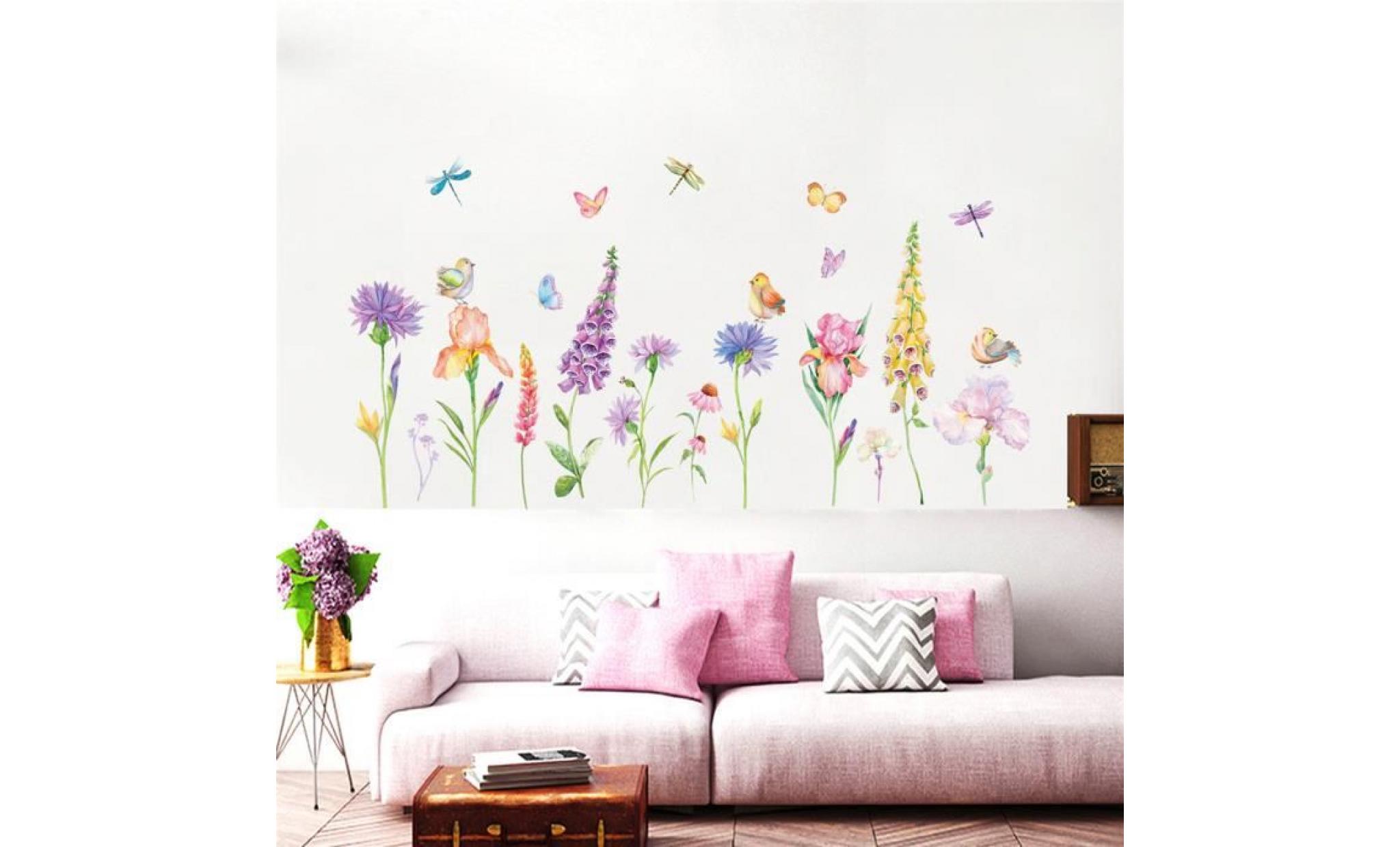 fleurs et papillons, salon, chambre à coucher, autocollant mural maison de dessin animé, 7341 wdl80301471_388