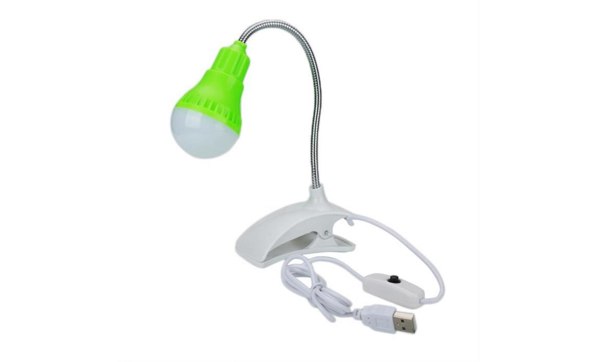 flexible réglable usb led lumière de nuit clip on portable chevet lecture bureau vert