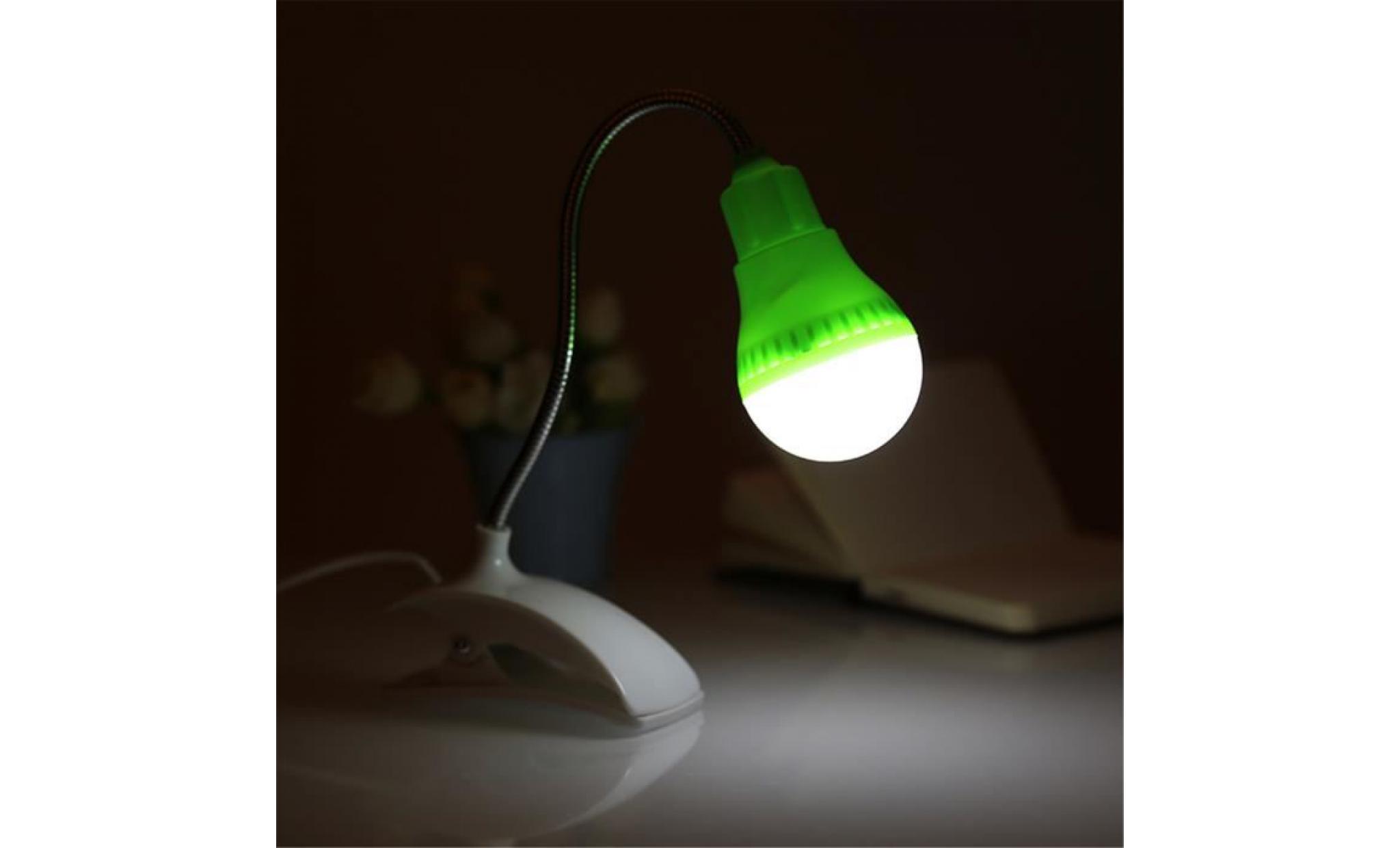 flexible réglable usb led lumière de nuit clip on portable chevet lecture bureau vert pas cher