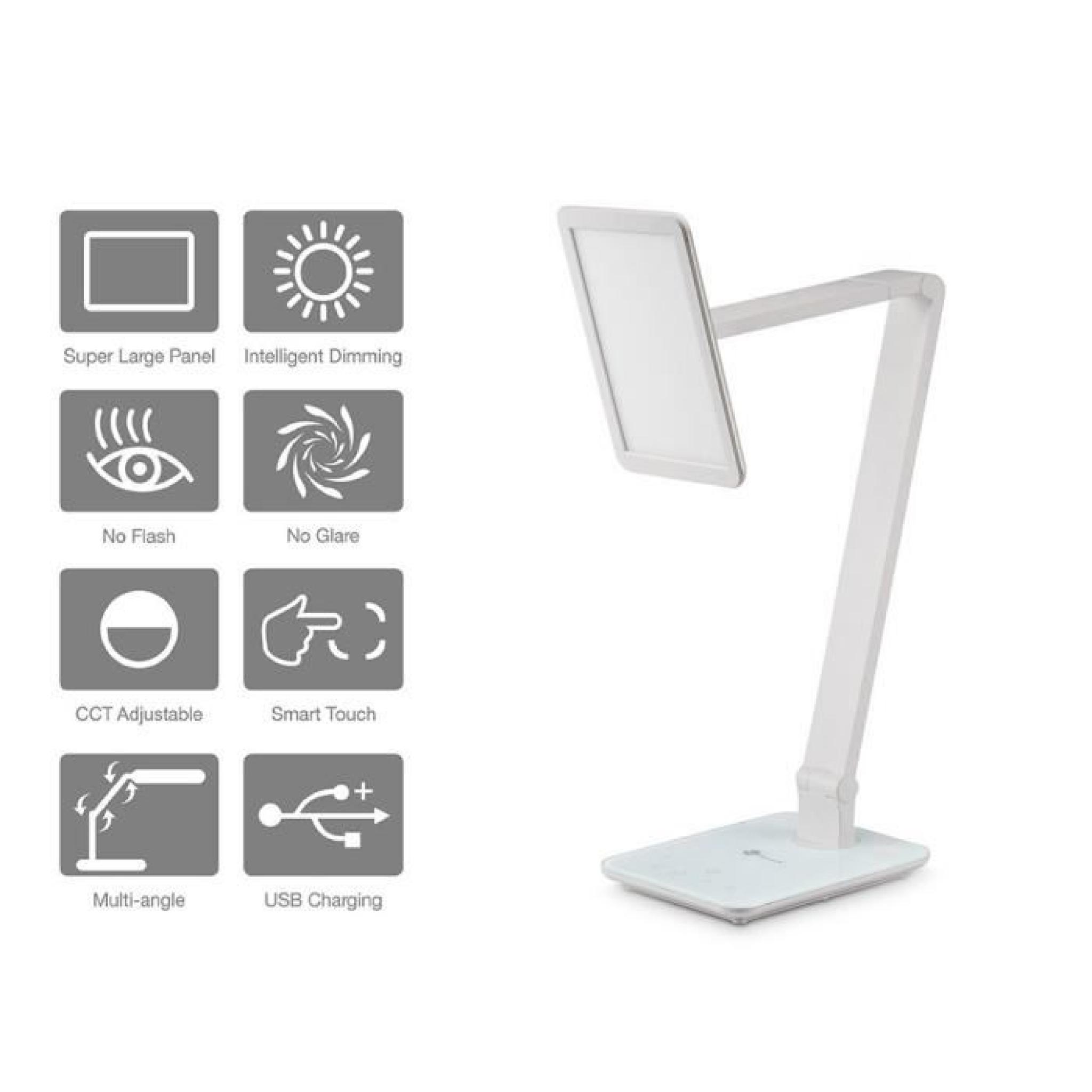 FLOUREON Lampe LED Bureau Table Tactile Contrôles de Recharge USB - Blanc pas cher