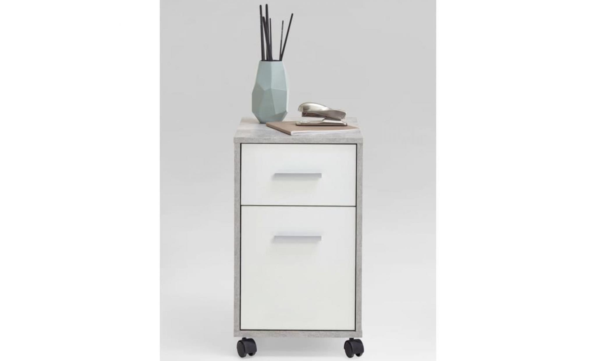 fmd armoire à tiroirs mobile sneek 1 couleur béton et blanc 3021 001 pas cher