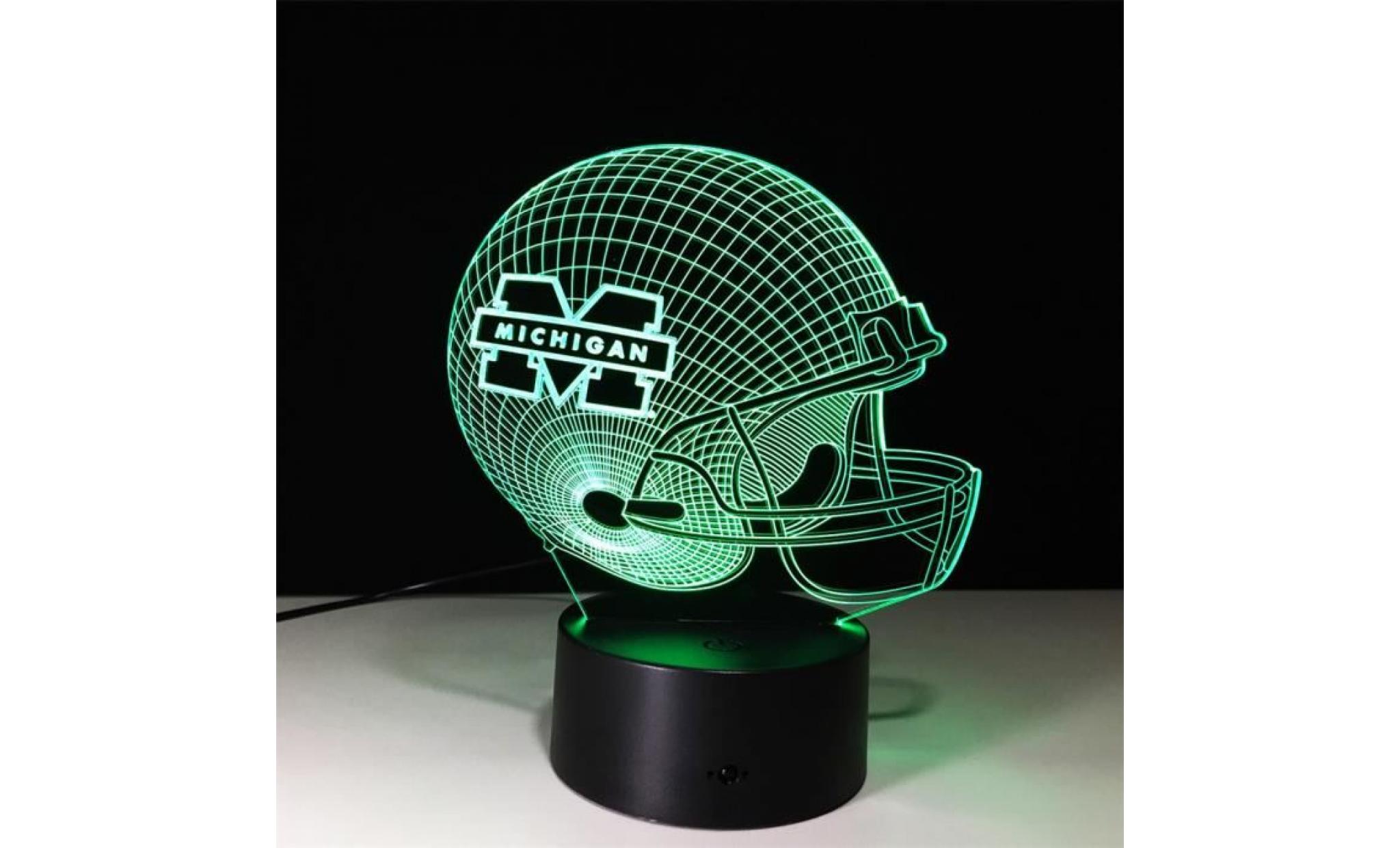 football cap 3d night light table lampe de bureau 7 couleurs 3d lumières illusion optique wo884 pas cher