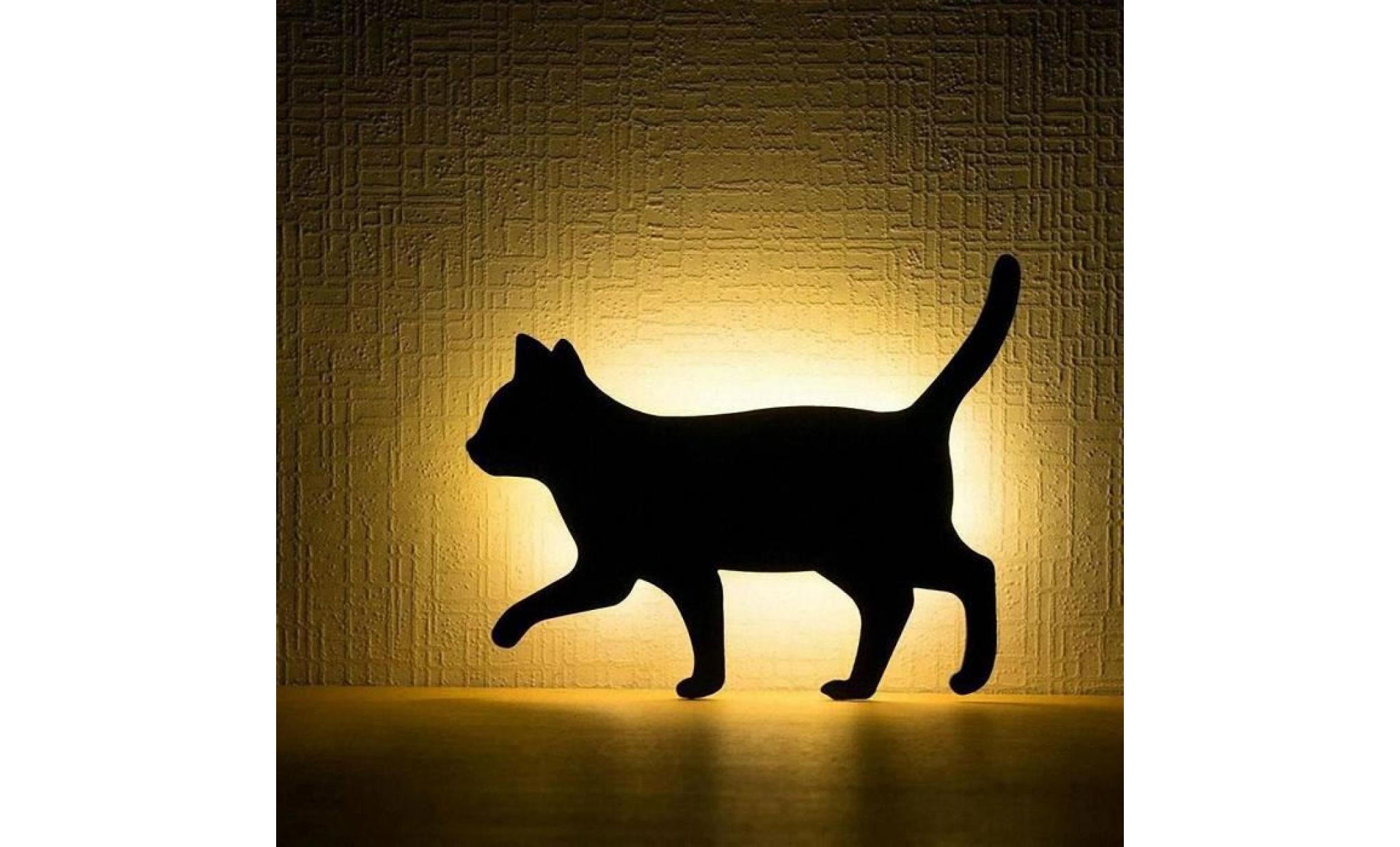 forme de chat marchant controle du son controle de la lumiere veilleuse de batterie led applique decoration d'interieur pas cher