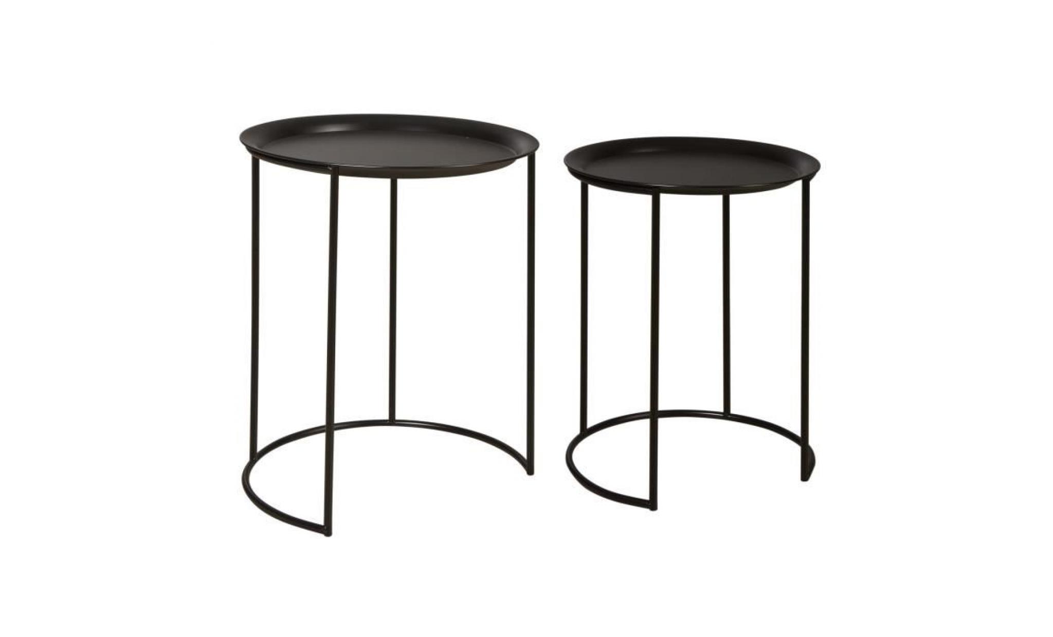 fresh set de 2 tables basses style contemporain métal noir   l 40 x l 40 cm et l 35 x l 35 cm