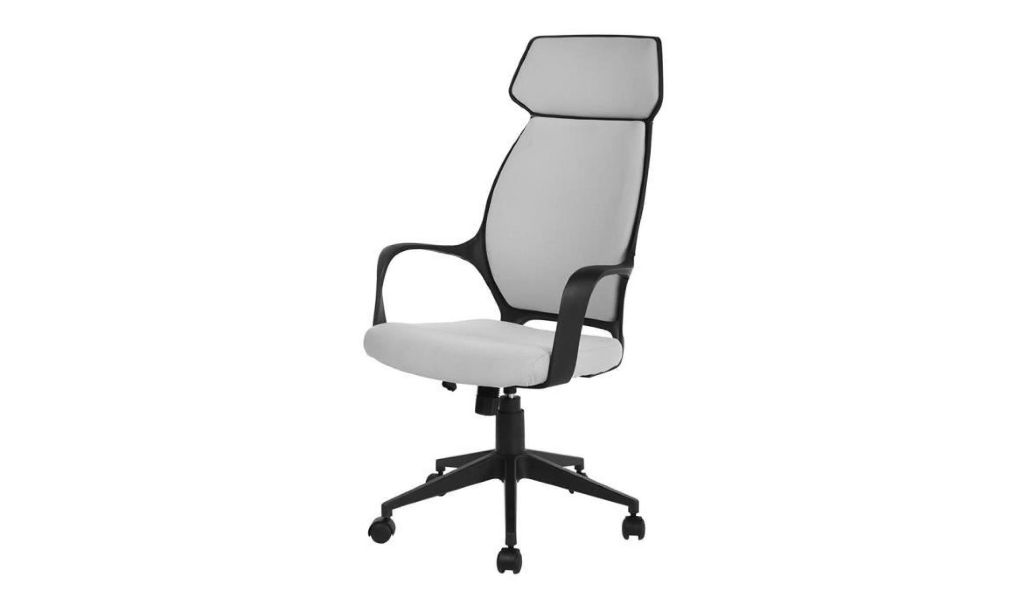 furnish 1 chaise de bureau chaise pivotante réglable avec accoudoir et appui tête,tissu élastique gris clair et pp noir