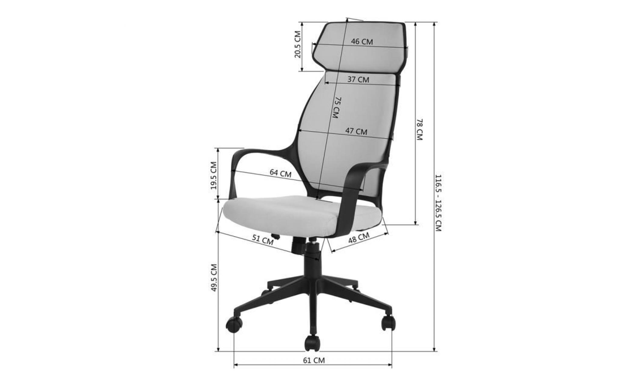 furnish 1 chaise de bureau chaise pivotante réglable avec accoudoir et appui tête,tissu élastique gris clair et pp noir pas cher
