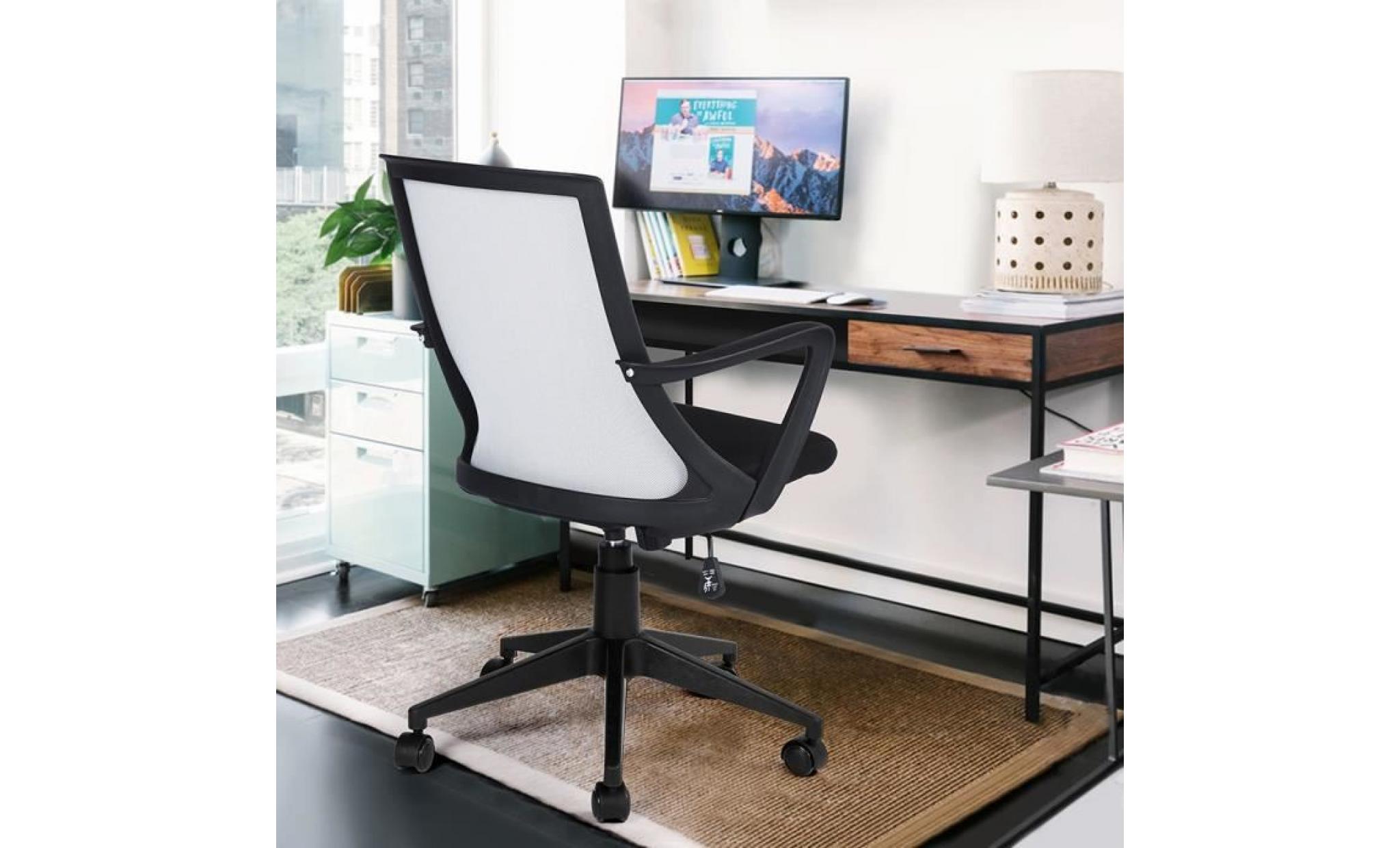 furnish 1 chaise de bureau chaise pour ordinateur en tissu de luxe noir/blanc pas cher