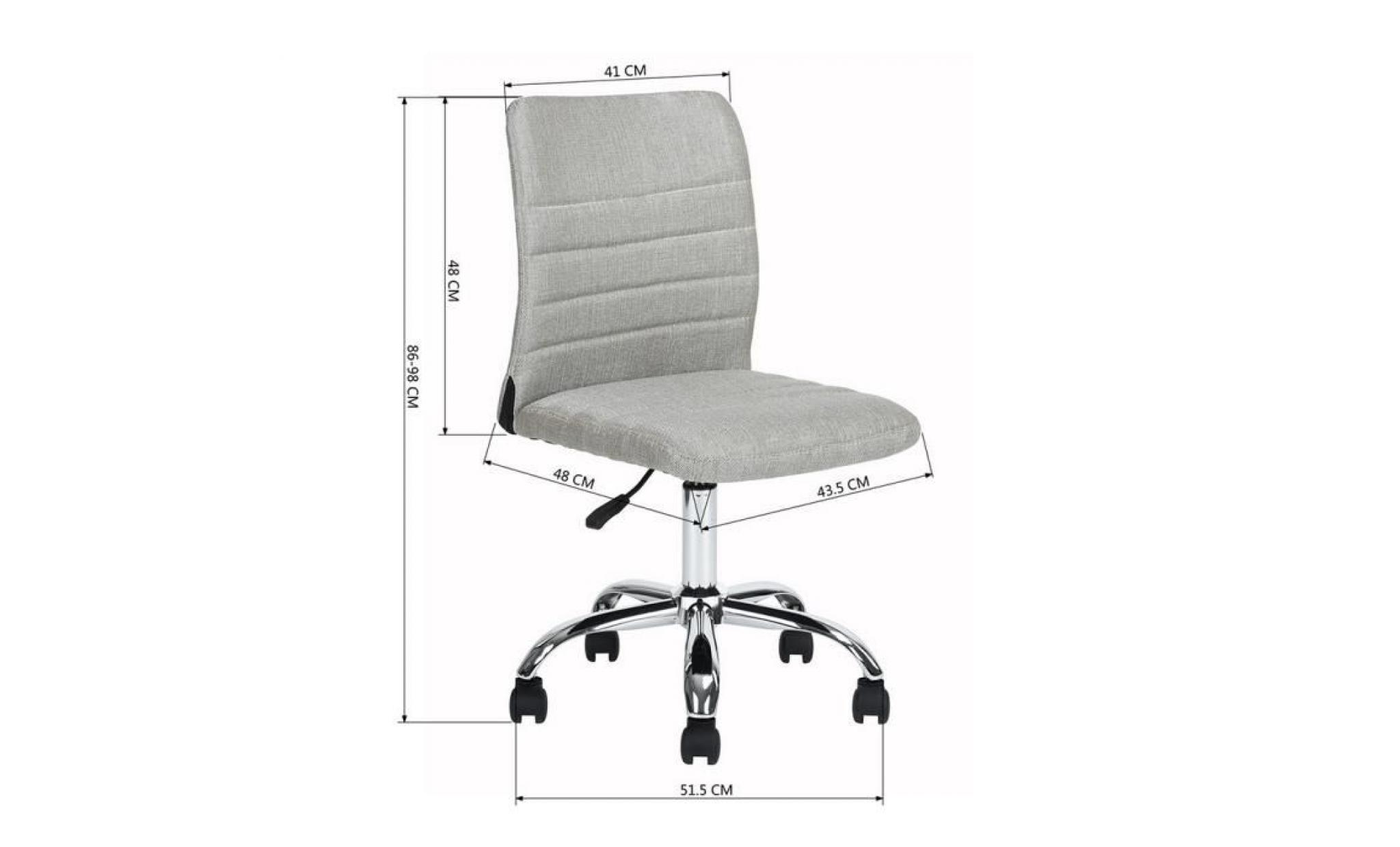 furnish 1 chaise de bureau gris doré tissu métal chromé hauteur réglable rouletes pivotantes pas cher