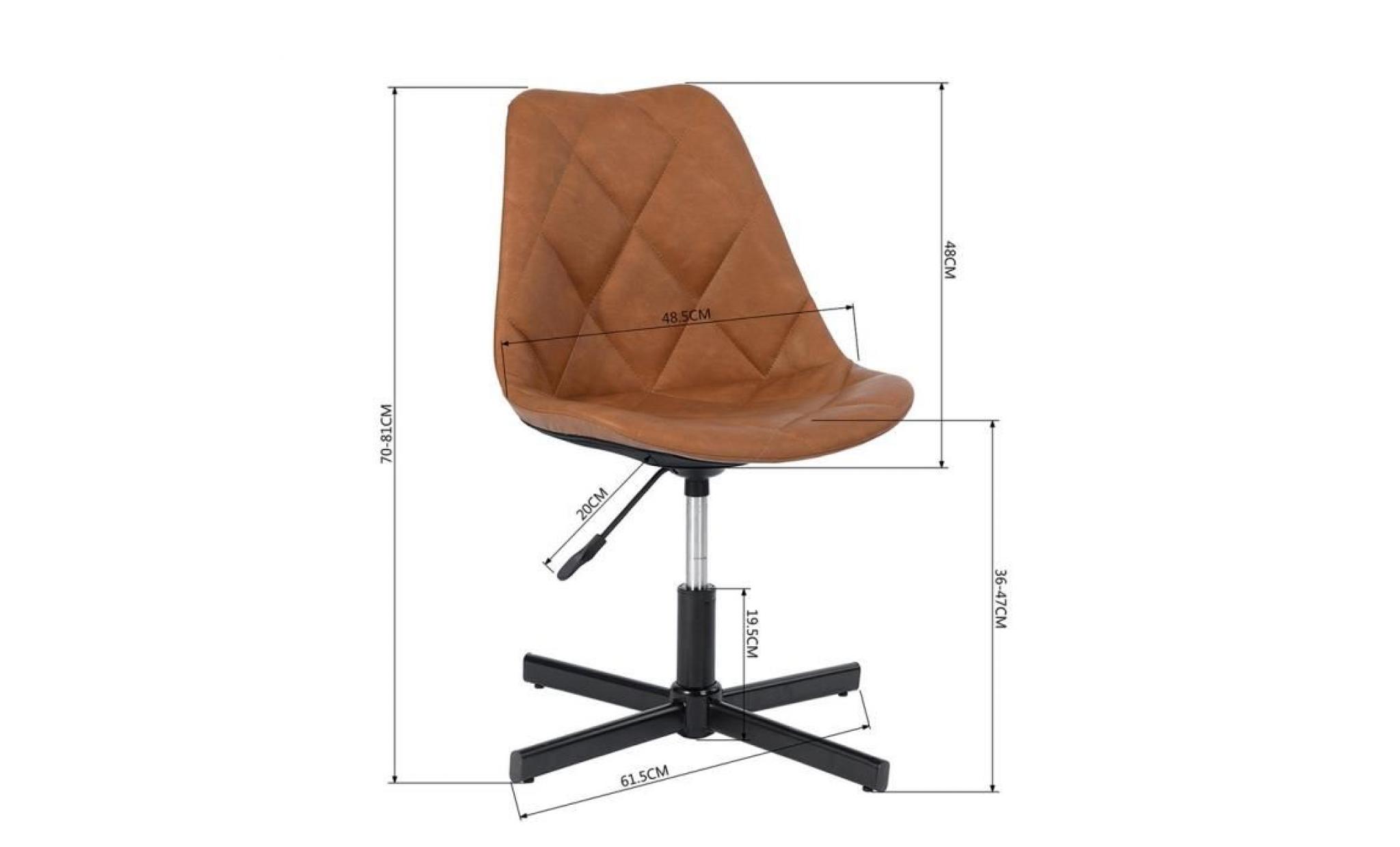 furnish 1 fauteuil de bureau magnifique dossier ergonomique et réglage de la hauteur du siège chaise d'ordinateur faux cuir marron pas cher