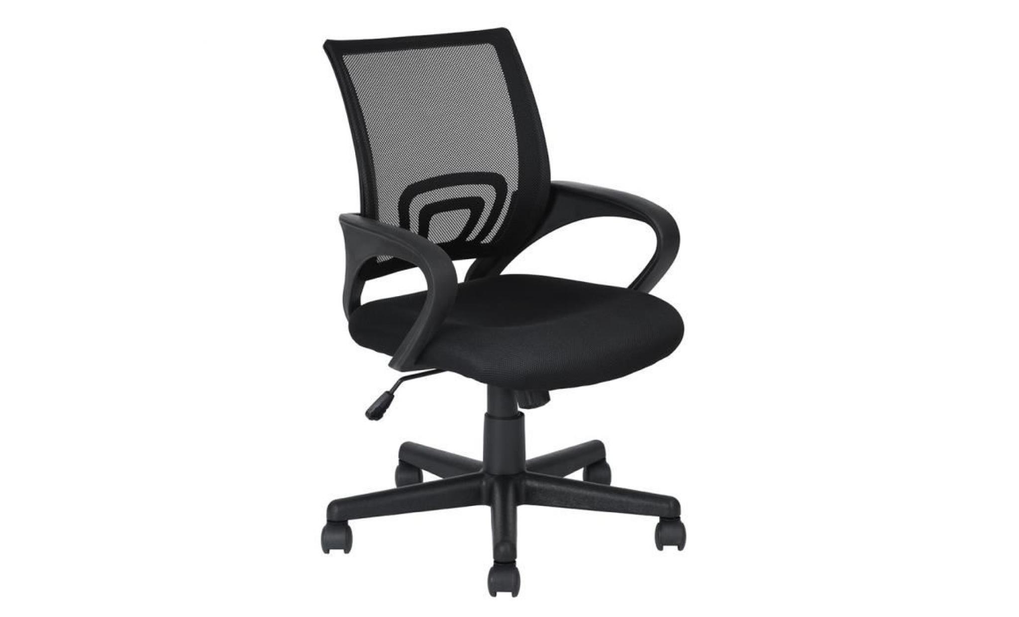 furnish 1 office chair, swivel 360 degrees, armrests and adjustable middle height backrest, 5 casters,noir