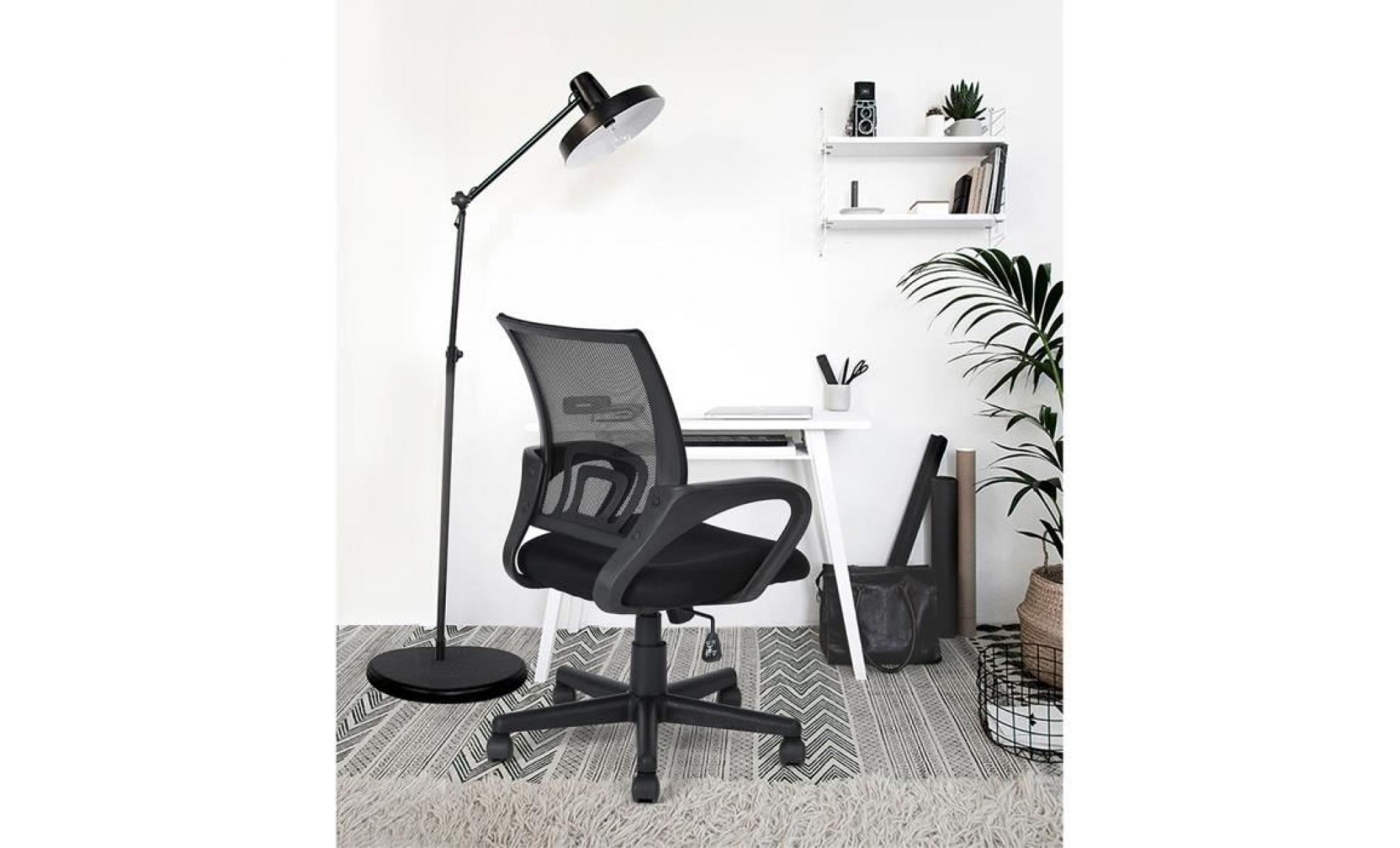 furnish 1 office chair, swivel 360 degrees, armrests and adjustable middle height backrest, 5 casters,noir pas cher