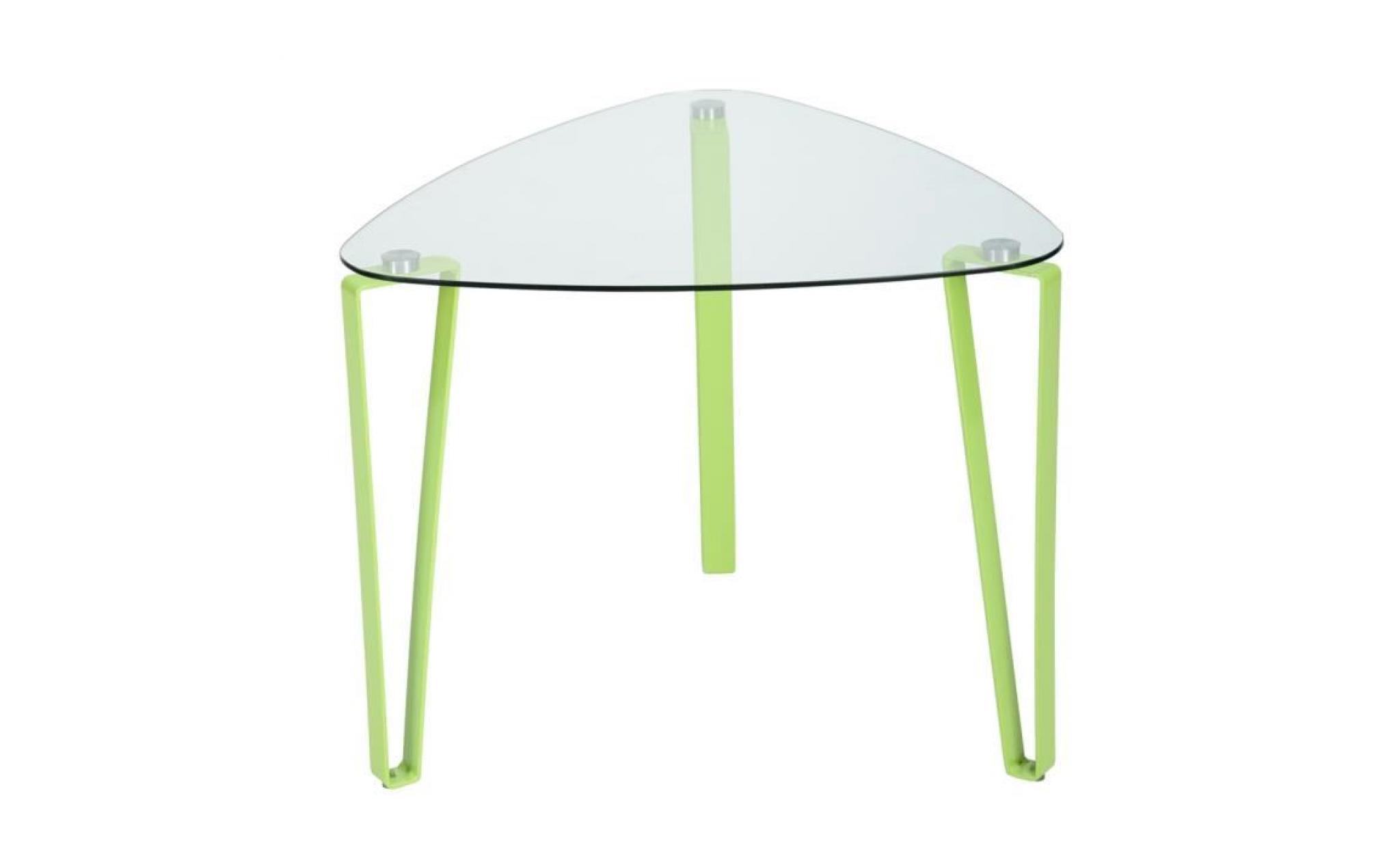 furnish 1 table basse avec plateau en verre transparent et pieds en métal pour le salon   vert