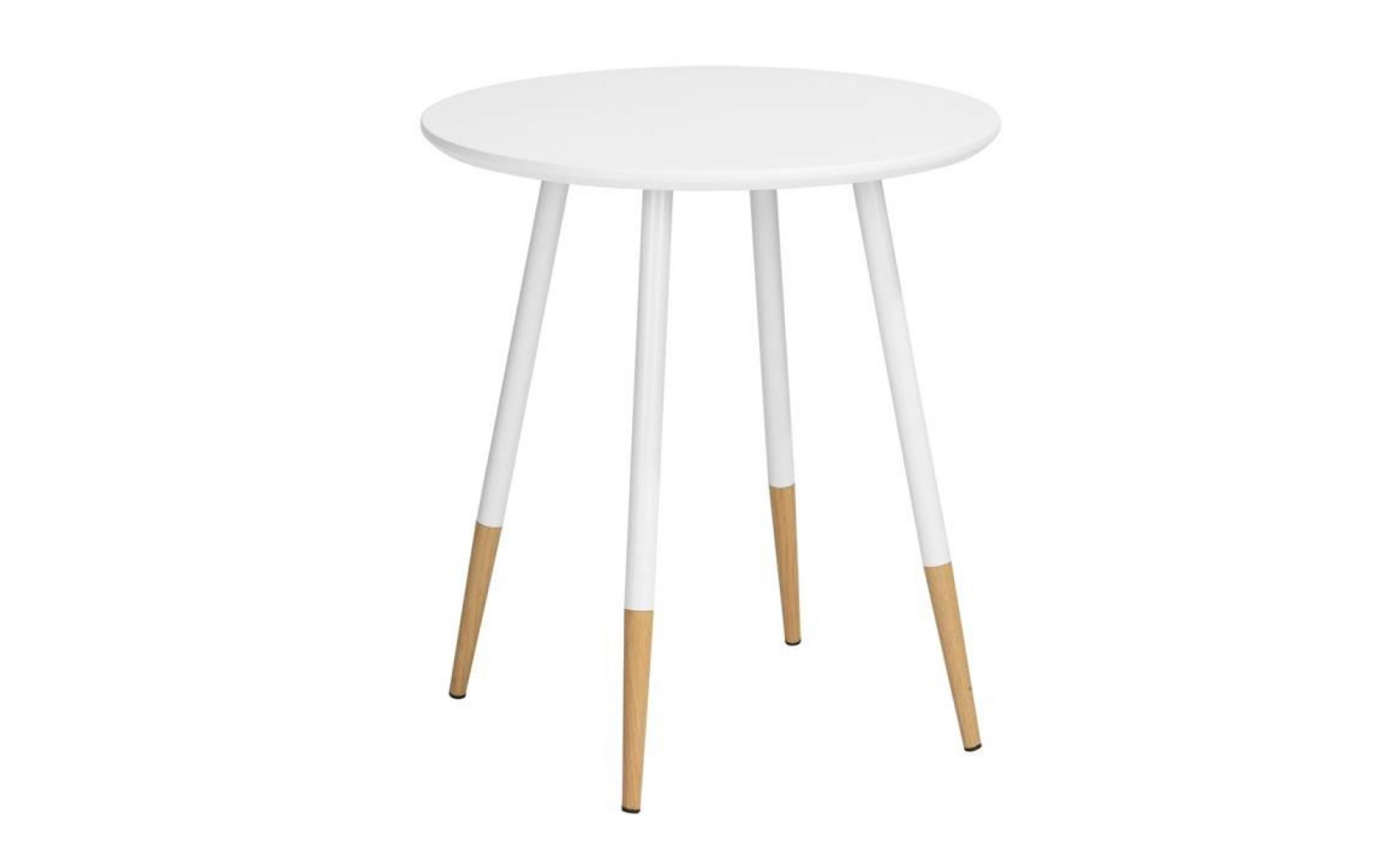 furnish 1 table basse latérale table d'appoint table à thé avec dessus de table ronde en mdf en peinture blanc et des jambes en méta