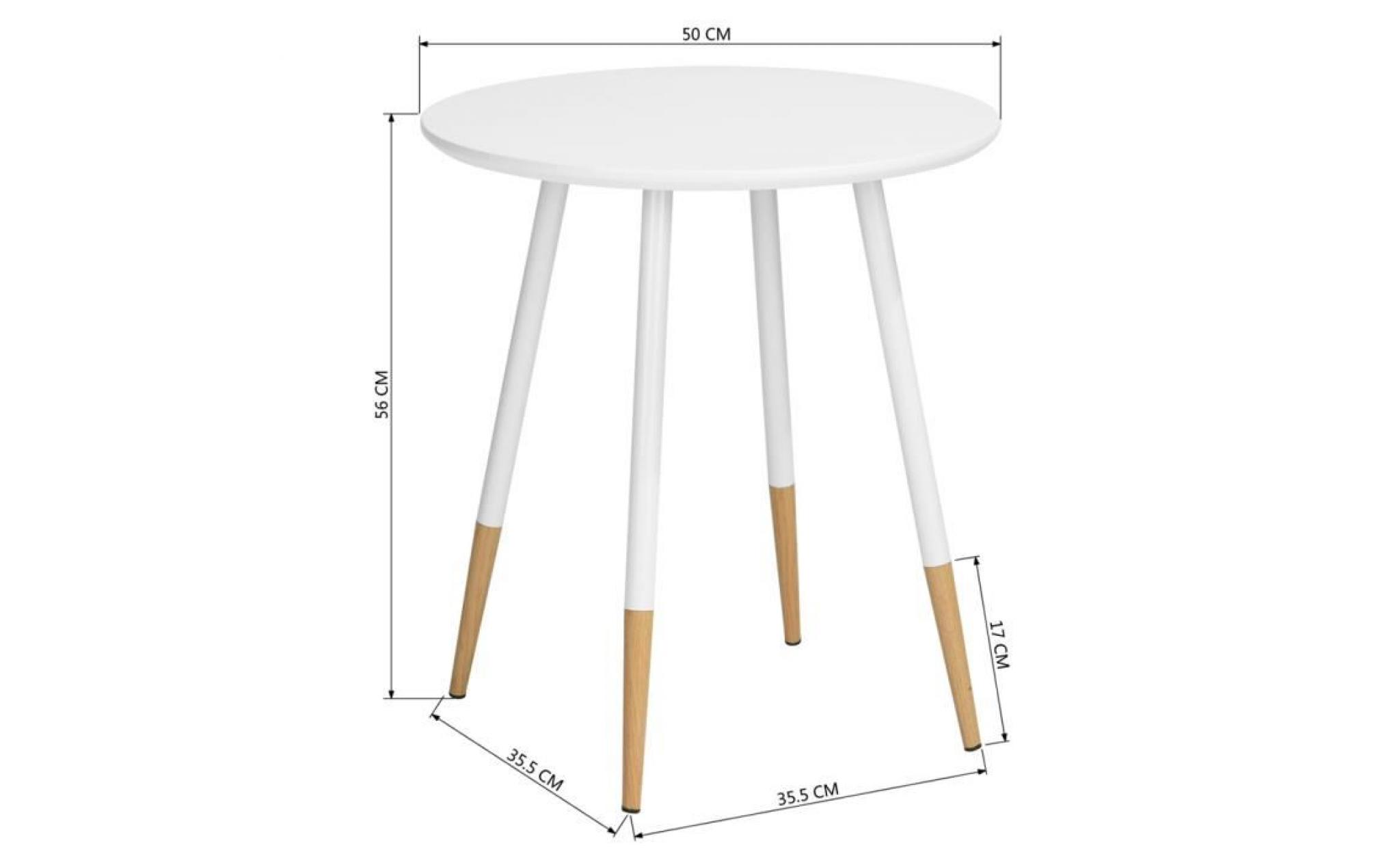 furnish 1 table basse latérale table d'appoint table à thé avec dessus de table ronde en mdf en peinture blanc et des jambes en méta pas cher