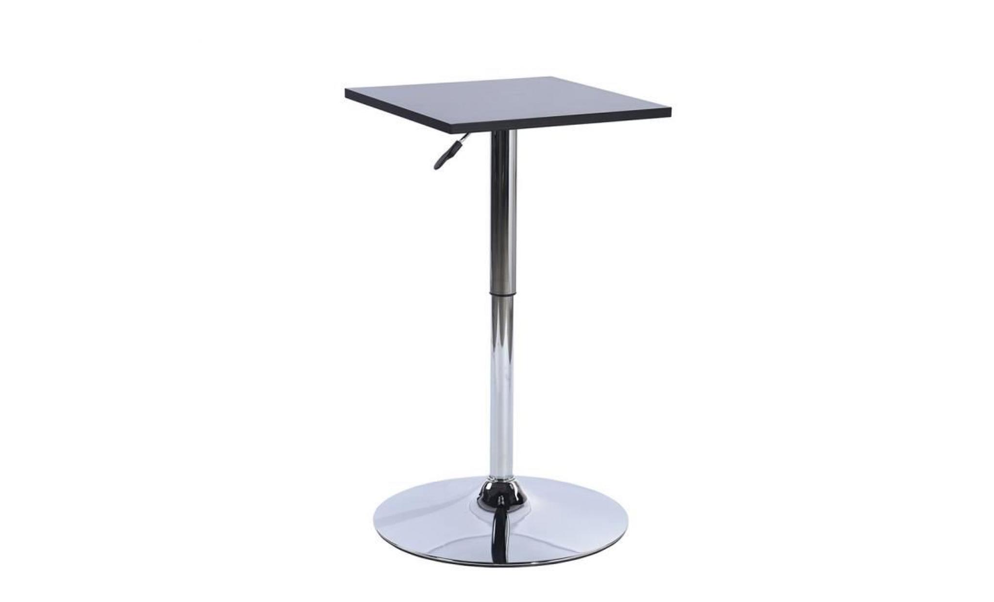 furnish 1 table de bar en mdf carrée avec pied chromée,base chromée,hauteur réglable