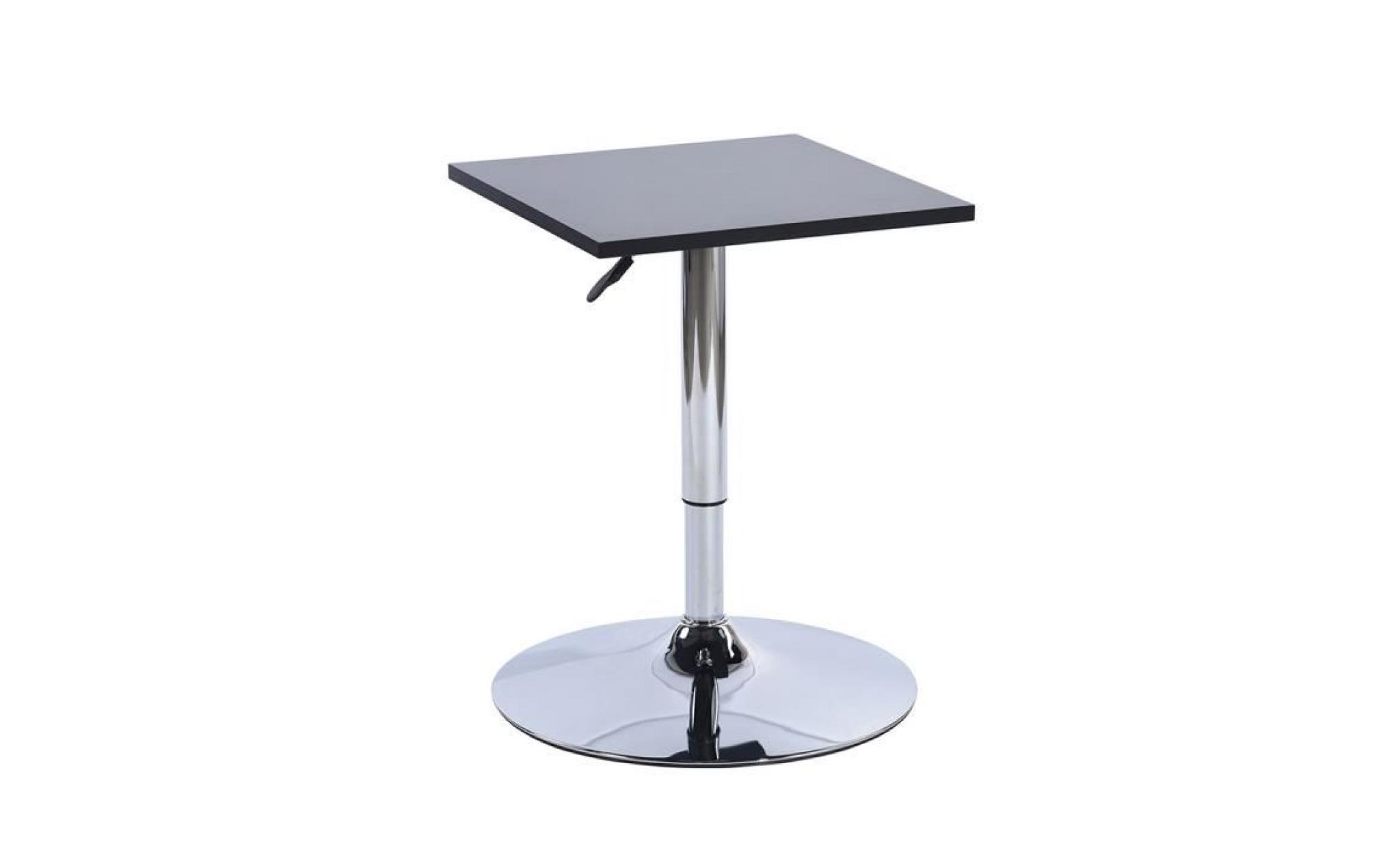furnish 1 table de bar en mdf carrée avec pied chromée,base chromée,hauteur réglable pas cher