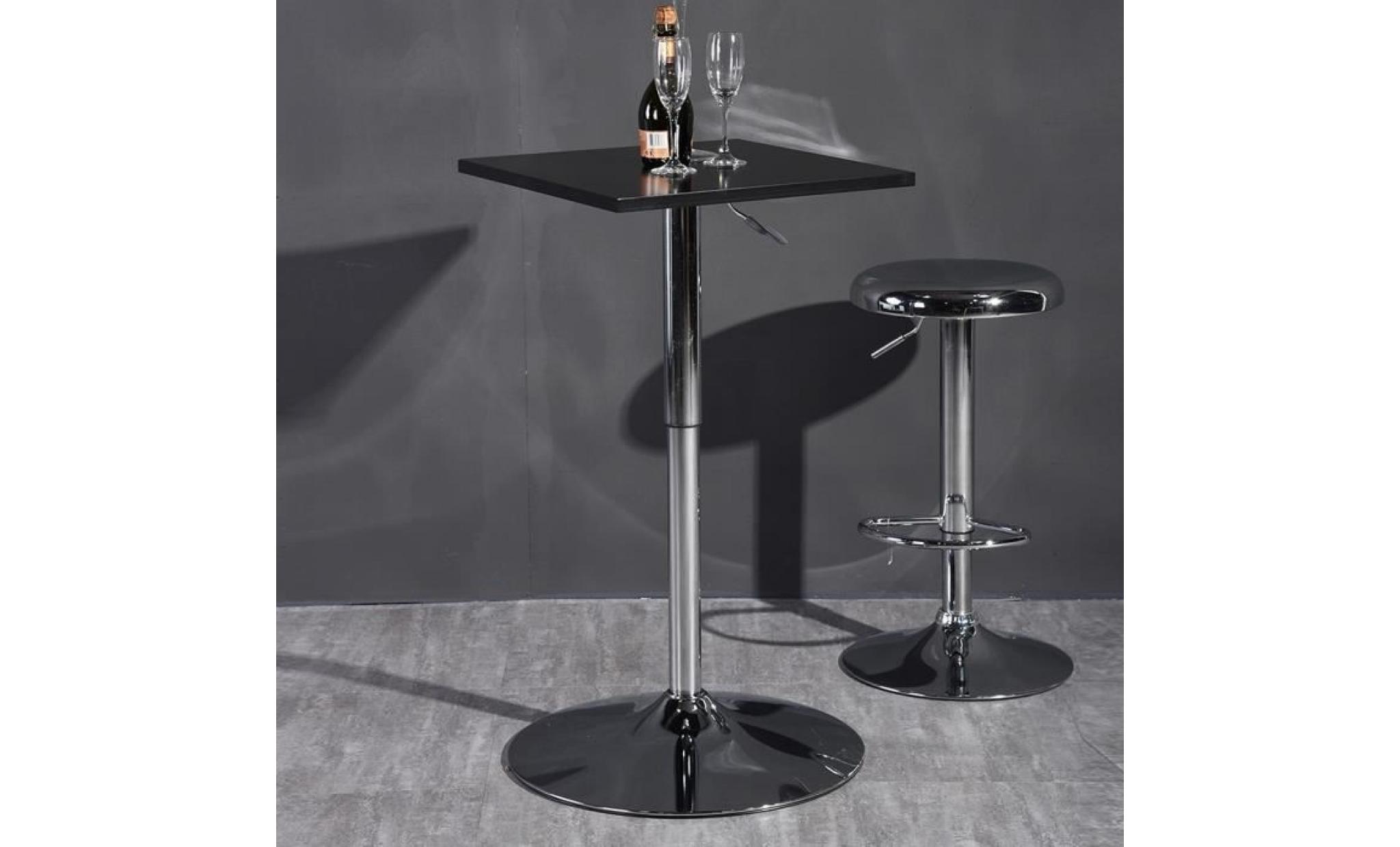 furnish 1 table de bar en mdf carrée avec pied chromée,base chromée,hauteur réglable pas cher