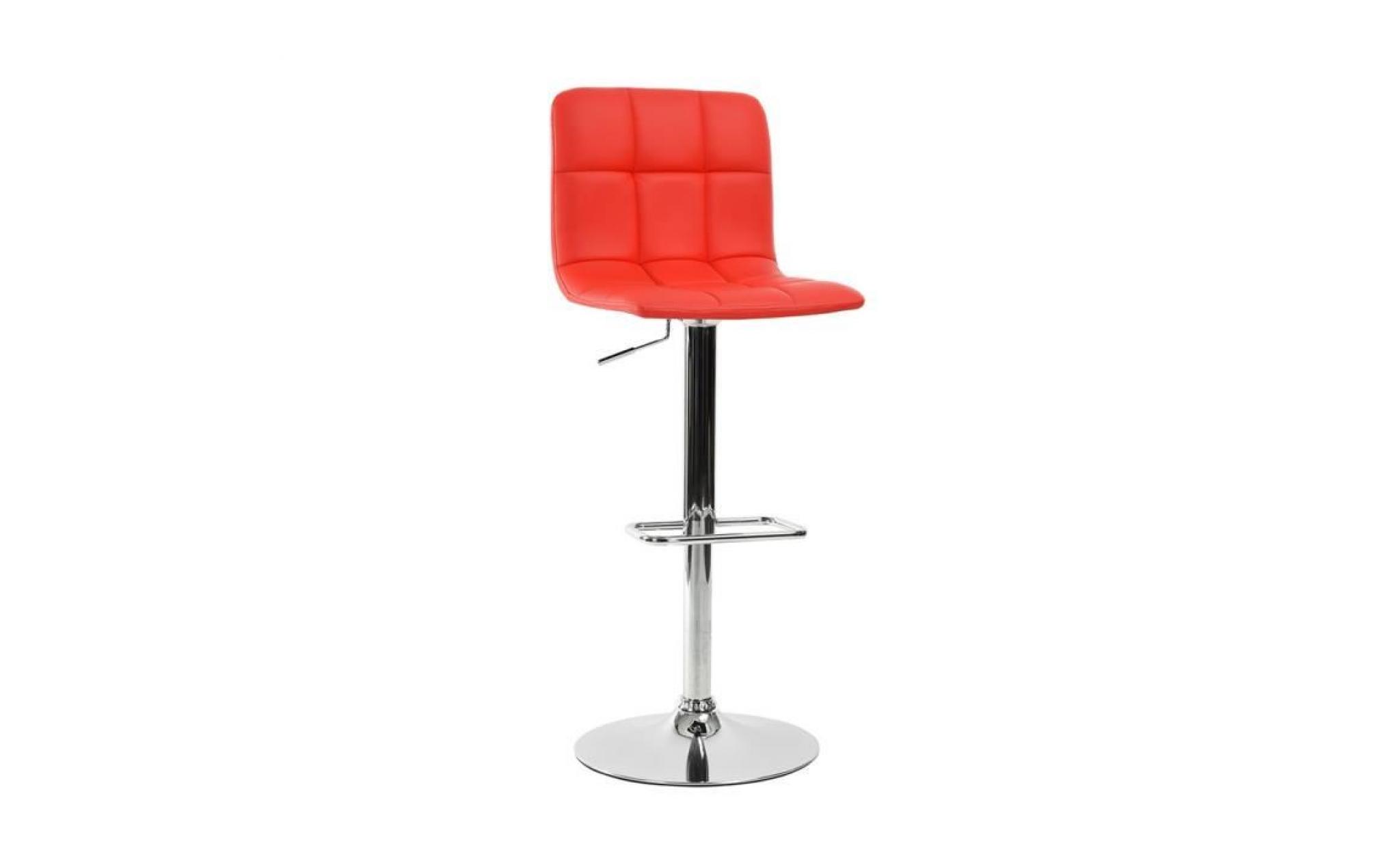 furnish 1 tabouret de bar sans accoudoirs chaise haute siège réglable repose pied métal chromé simili cuir pu rouge salle à manger
