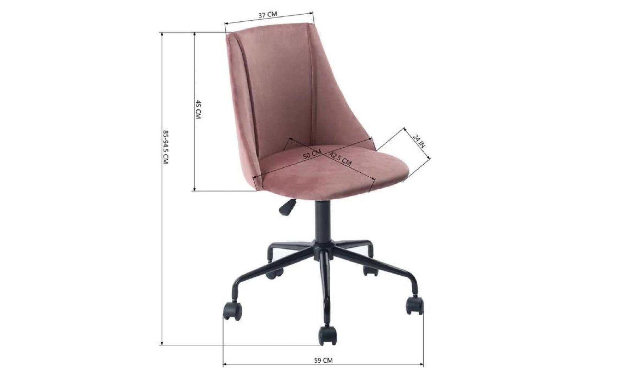 furnish 1 velvet office chair padded velvet foam seat with rotation height and casters,rose pas cher