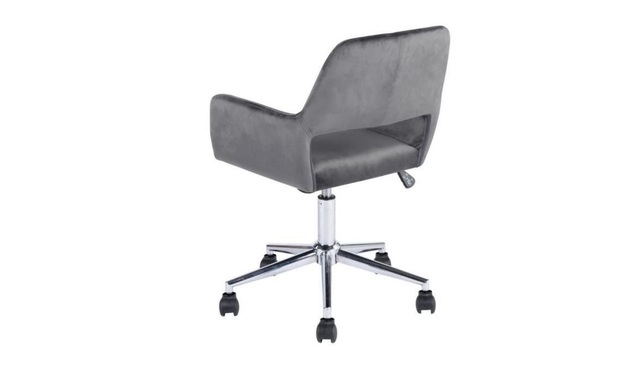 furnish1 computer velvet chair chaise de bureau contemporaine réglage de la hauteur jambes chromées chaise d'ordinateur gris pas cher