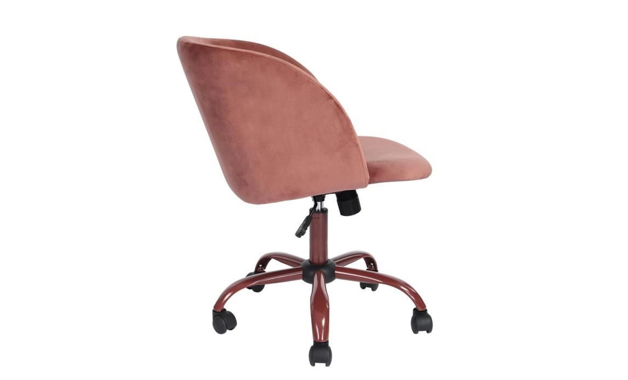 furnish1 fauteuil de bureau ergonomique avec accoudoir en velours et chaise de bureau ergonomique   rose pas cher
